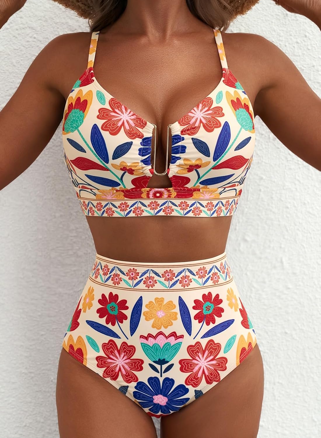 Detalle de Herseas Floral U-Wire High Waisted Bikini Set