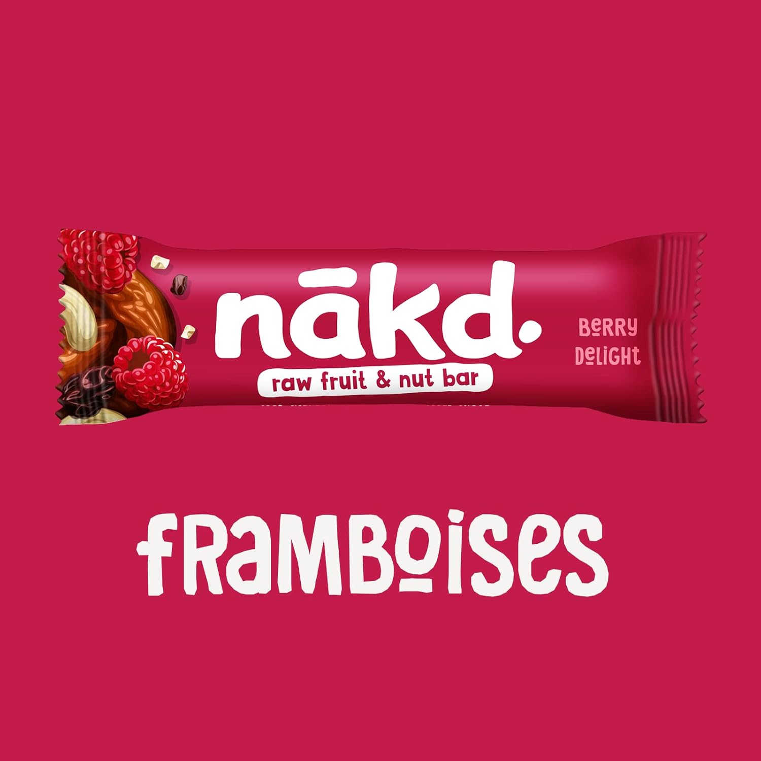 Detalle de Nākd. Framboises — Barres de fruits et noix crues, sans sucre ajouté, vegan, 18 x 35 g (630 g)
