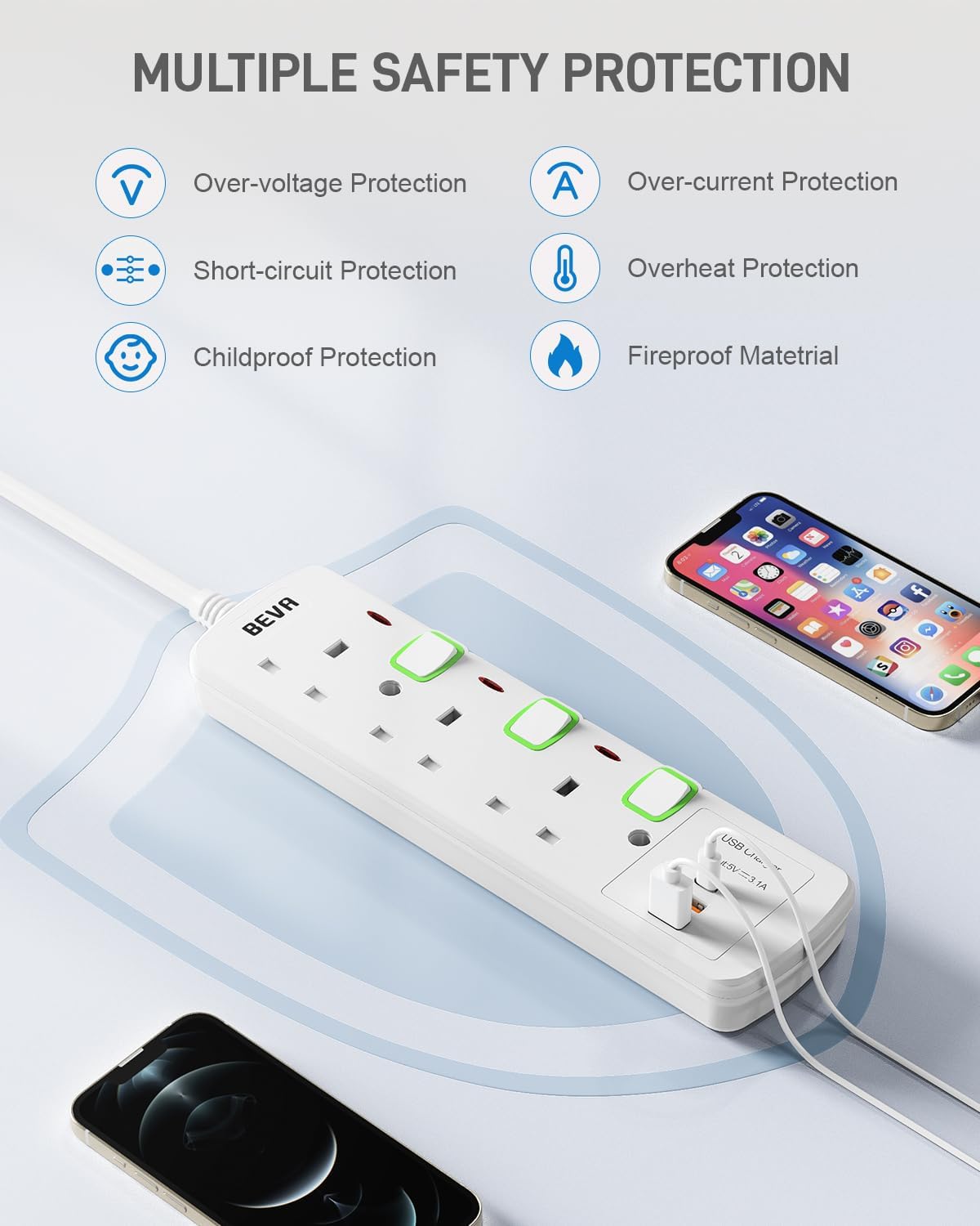 Thumbnail 6 de 3M BEVA switched extension lead with USB-C