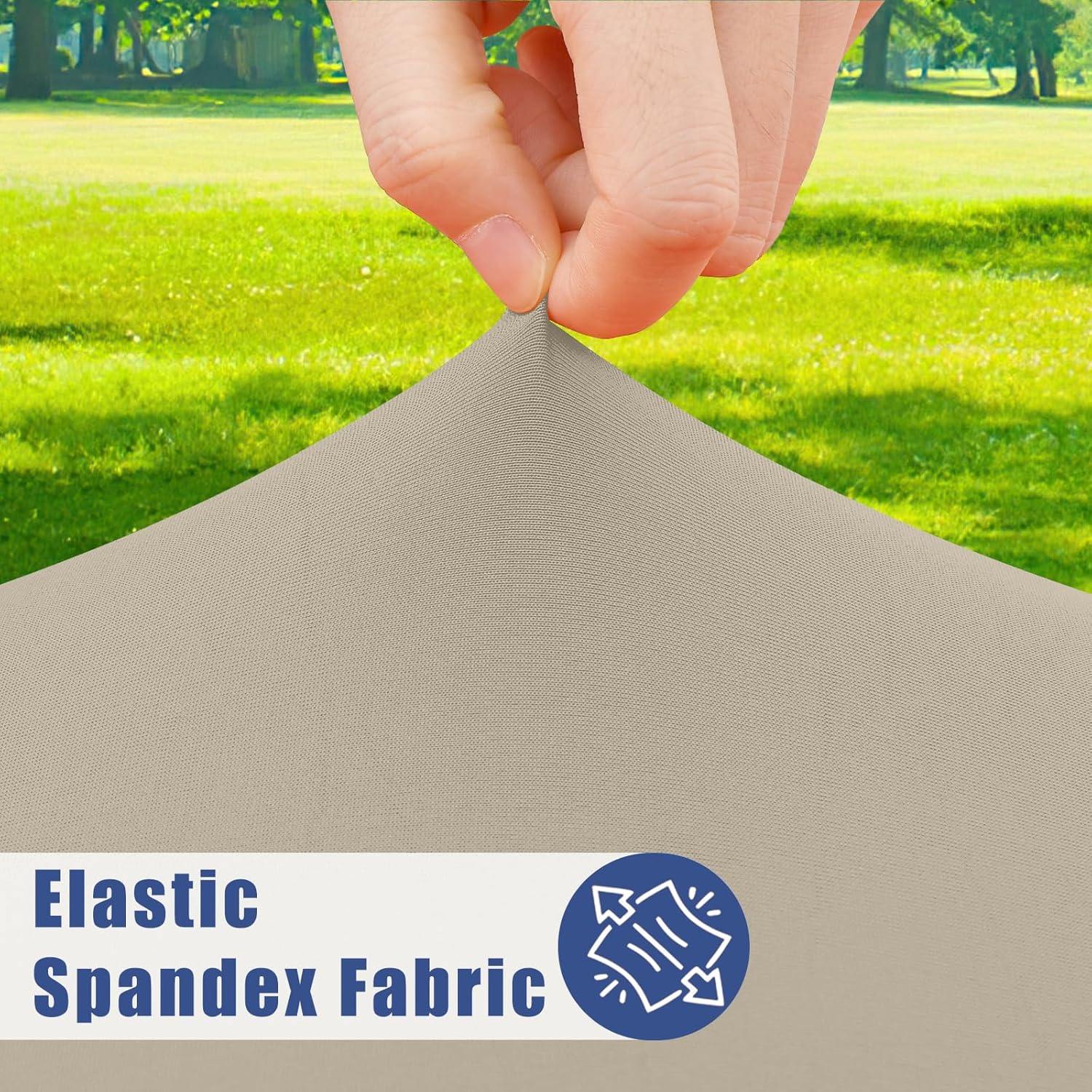 Thumbnail 1 de Moosfor Round Spandex Tablecloth (Taupe) — Elastic Fitted Waterproof Cover for 45"–56" Tables