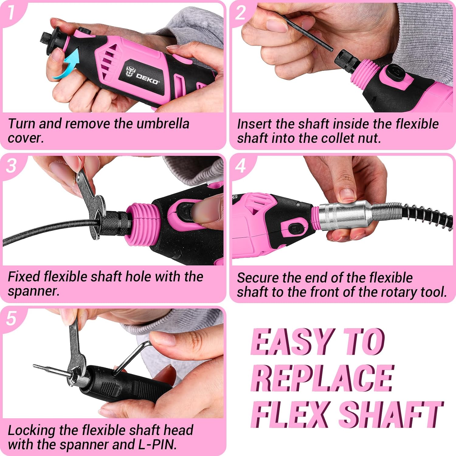 Thumbnail 3 de DEKOPRO DKRT170Y1P-S2-BS-1 Rotary Tool Kit with Flex Shaft, Variable Speed