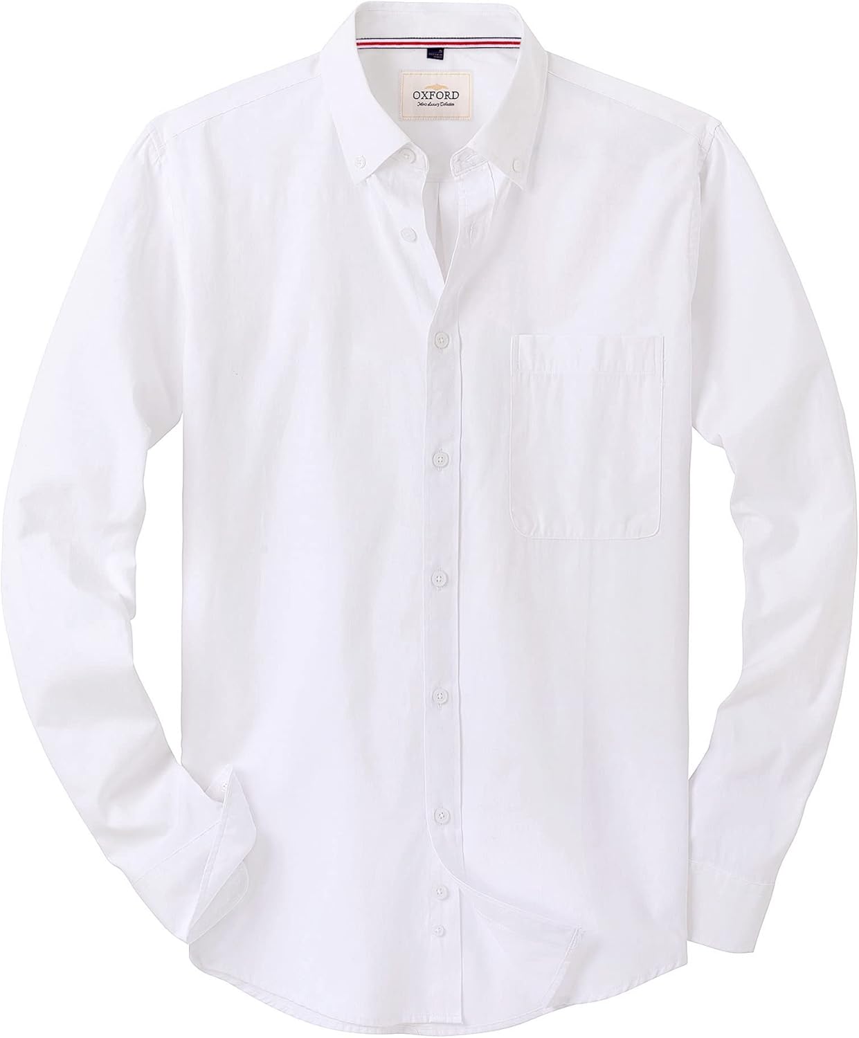 Detalle de J.VER Men's Long Sleeve Oxford Shirt: Smart Casual, Non-Iron Button-Down