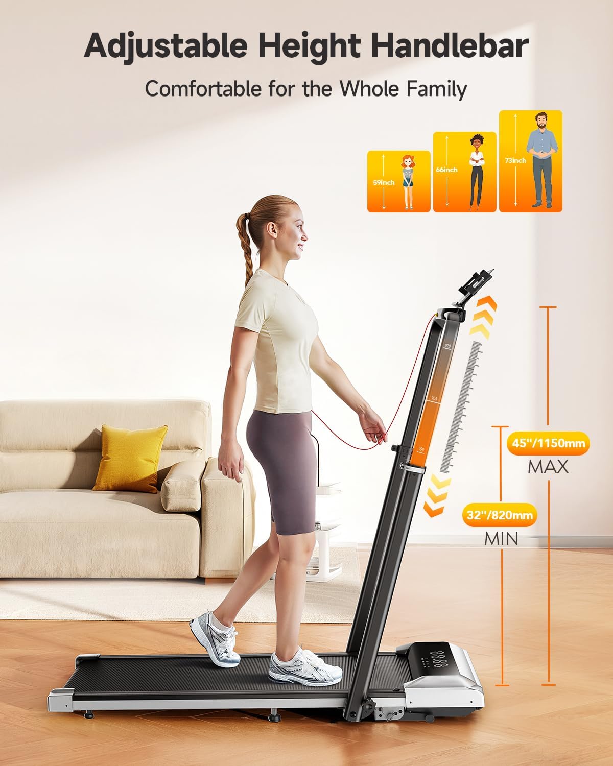 Detalle de TOPUTURE Walking Pad Treadmill with 12% Incline