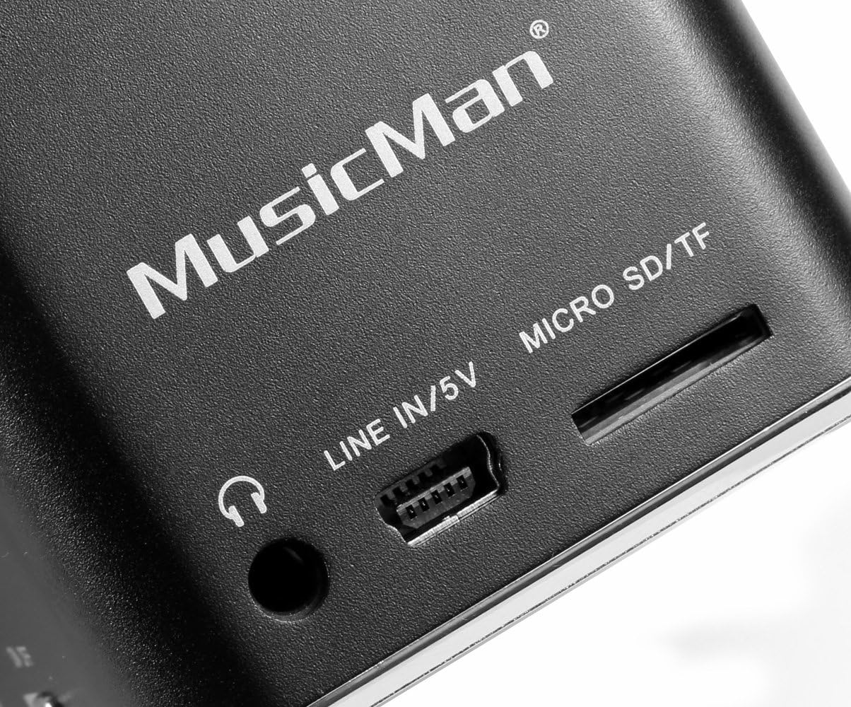 Thumbnail 4 de MusicMan Tragbarer Mini-Lautsprecher Soundstation – MP3-Player mit USB, MicroSD & 3,5-mm-AUX, 600-mAh-Akku (schwarz)