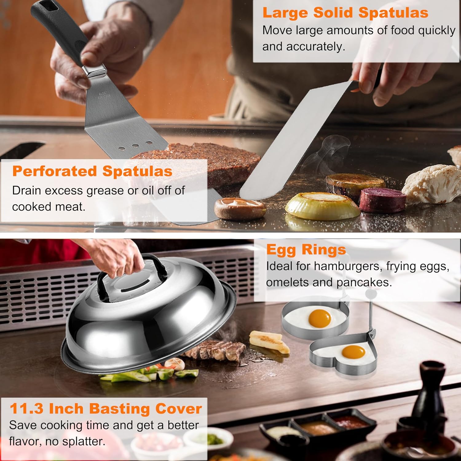 Detalle de Grilljoy Professional Griddle Accessories Kit for Blackstone – 28-Piece Griddle Tool Set