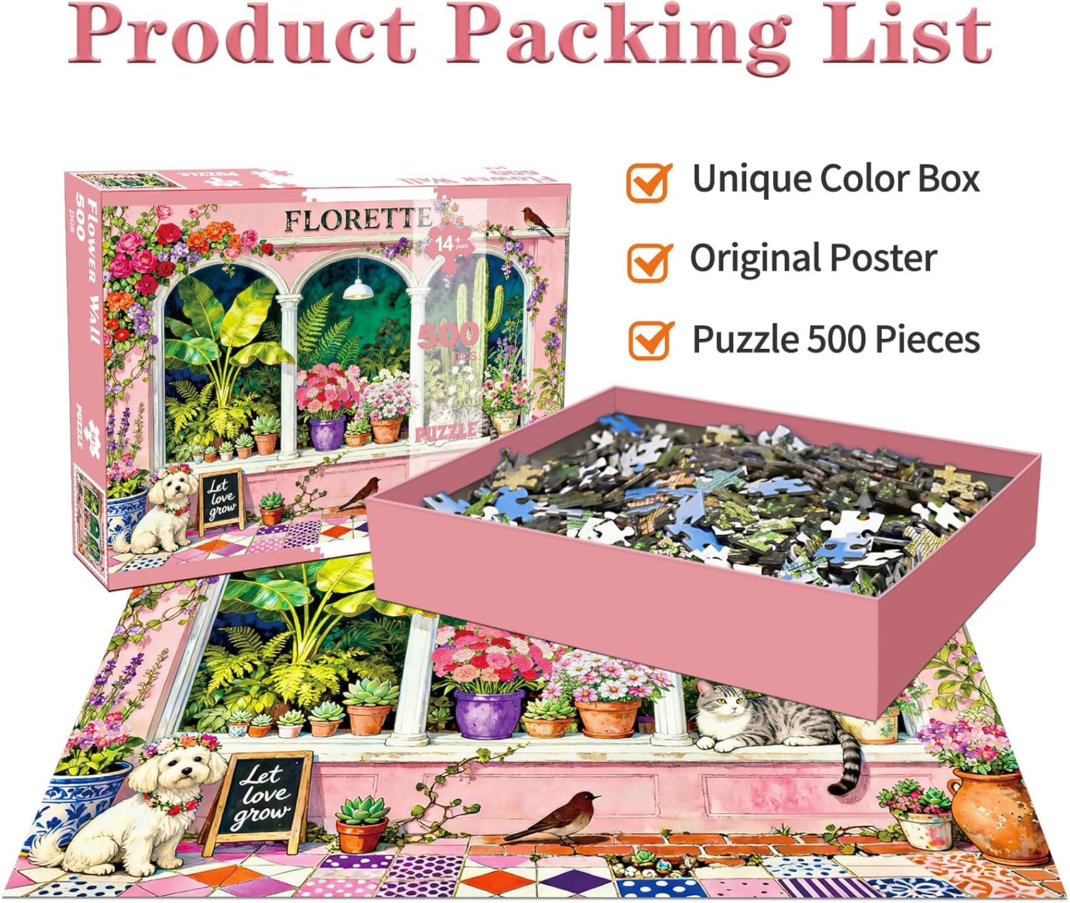 Detalle de Puzzles 500 Pieces for Adults: Colourful Florette Flower Jigsaw Puzzle