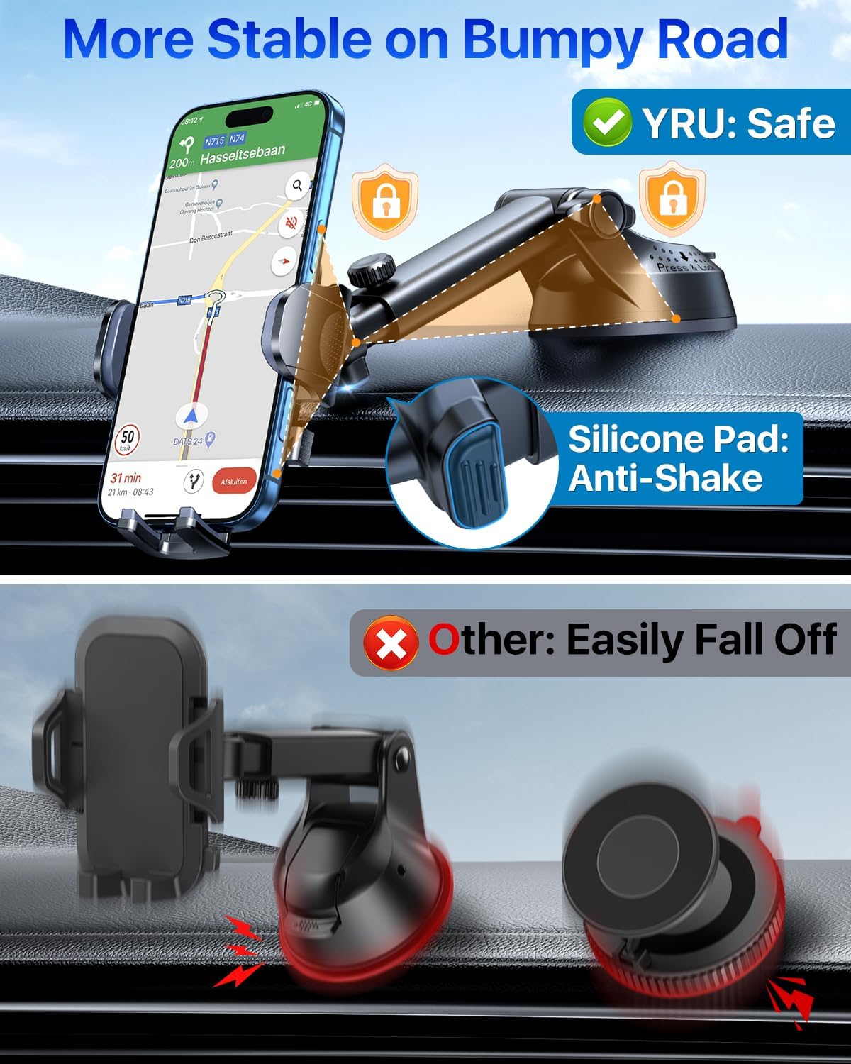 Thumbnail 2 de YRU True Upgrade Car Phone Holder 80LB