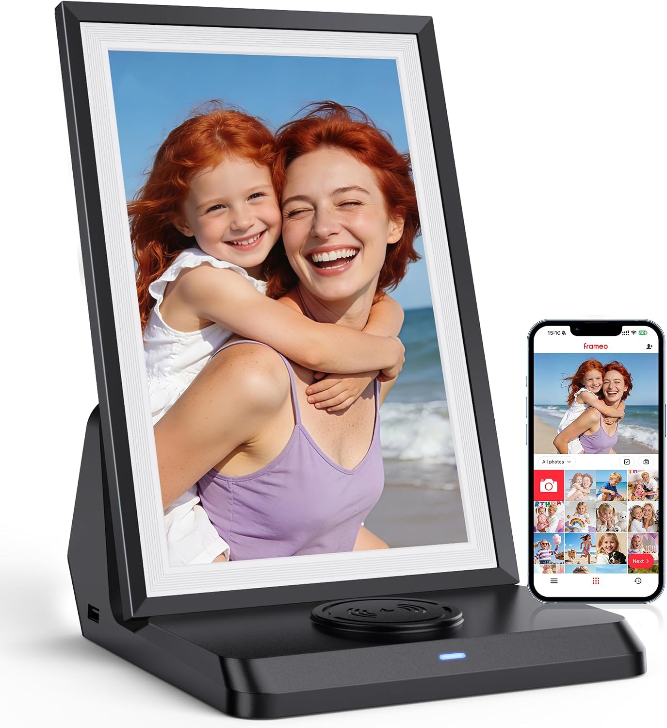 Detalle de Frameo 64 GB – 15,6 Zoll Digitaler Bilderrahmen mit WLAN, Touchscreen und Frameo-App