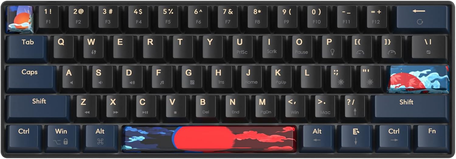 Detalle de SOLIDEE 60% 61‑Tasten Gaming‑Tastatur mit roten Schaltern
