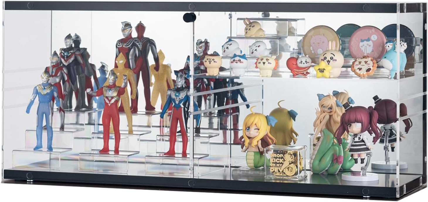 Detalle de Luminous CCS68-BK コレクションケース 背面ミラー・可動棚付き ブラック