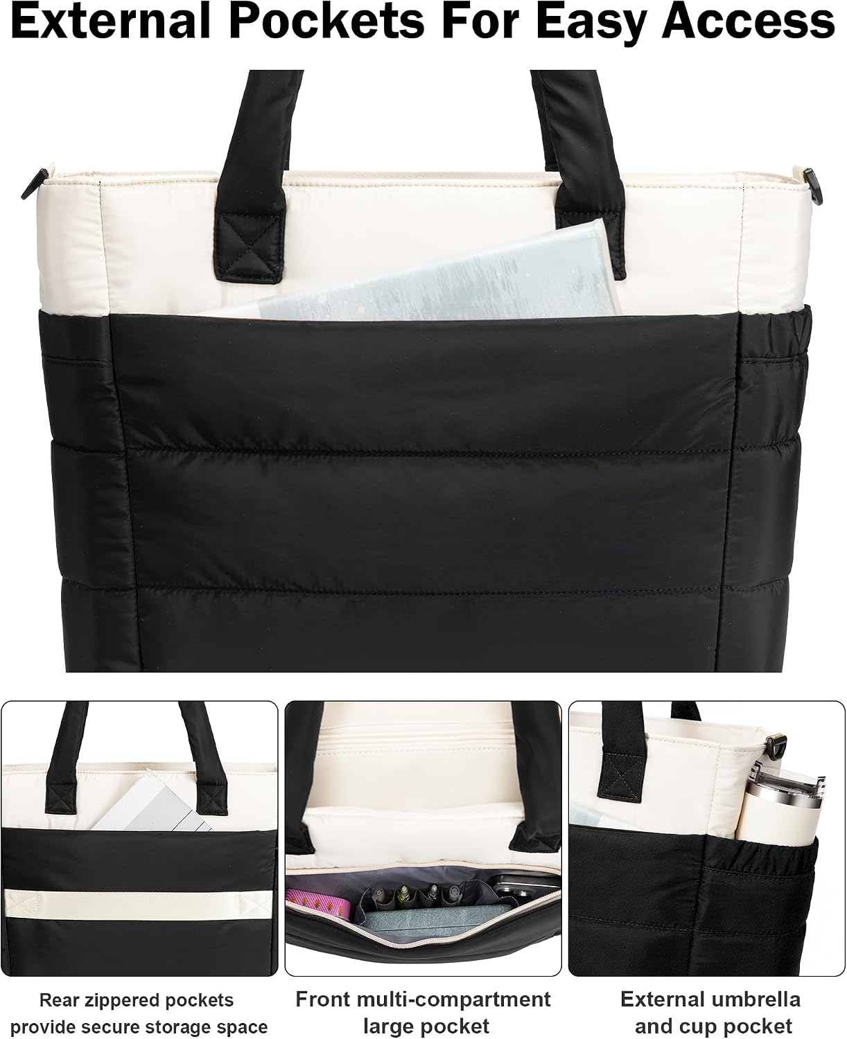 Detalle 2 de Yuni Quilted Puffer Tote Bag, 15.6-Inch Laptop