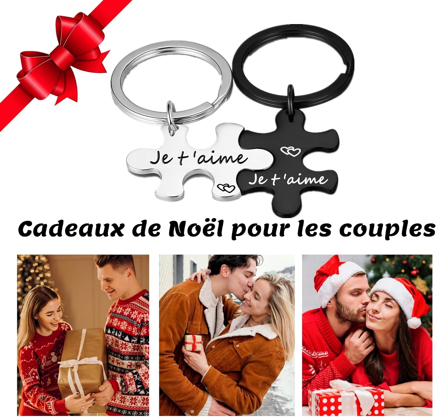 Detalle de Porte‑clés couple gravé Je t'aime 💑