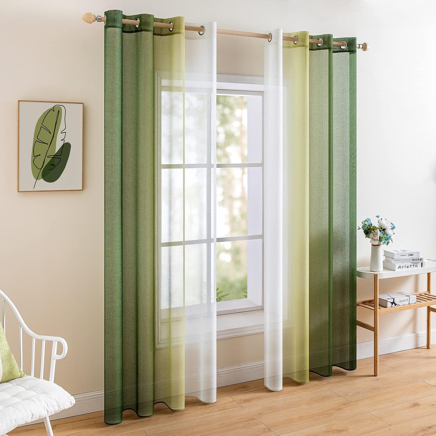 Detalle 2 de MIULEE 2er Set Voile Vorhang 140x225 cm đȘ