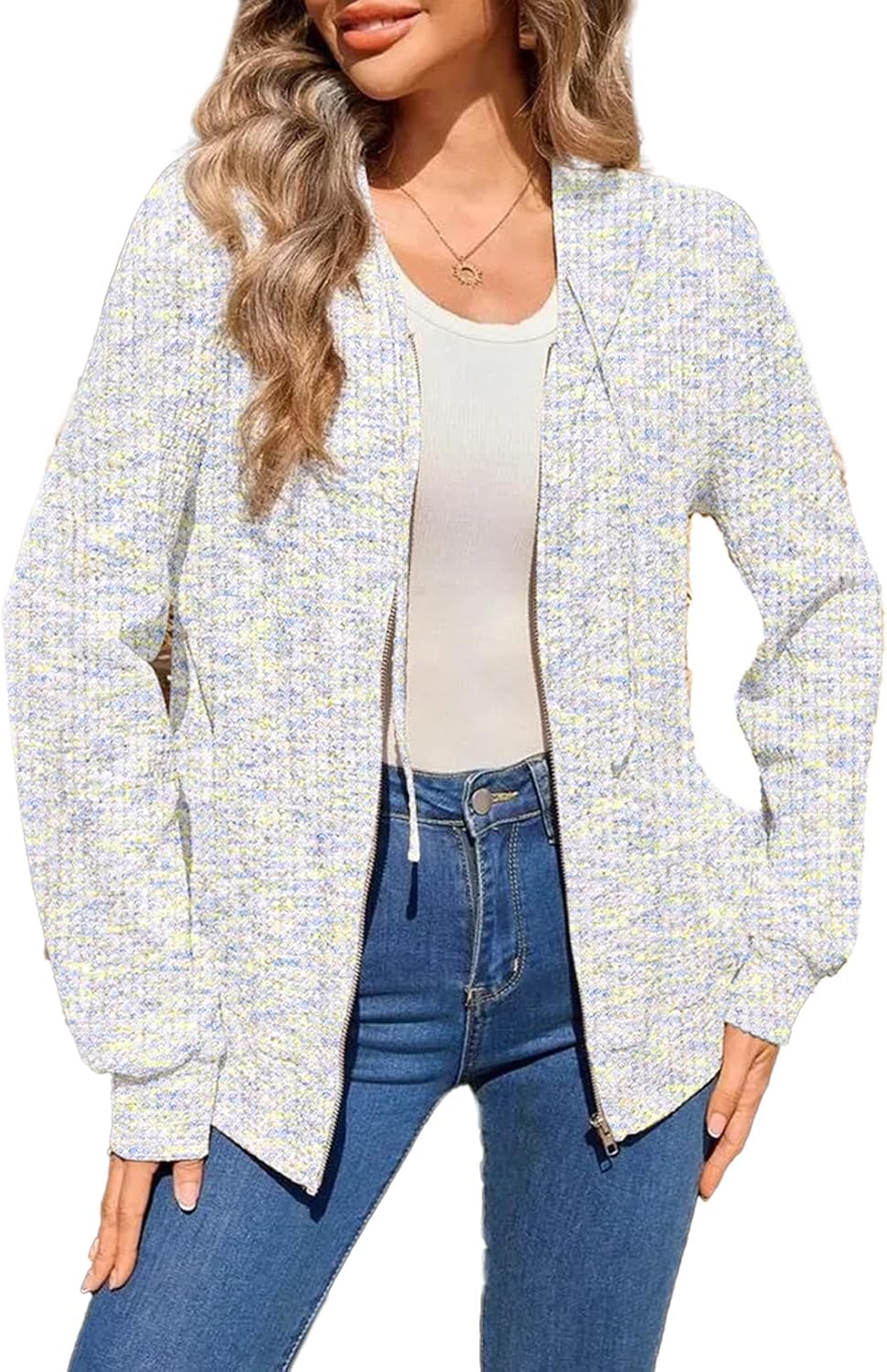 Thumbnail 5 de SHEWIN Waffle-Knit Zip-Up Hoodie