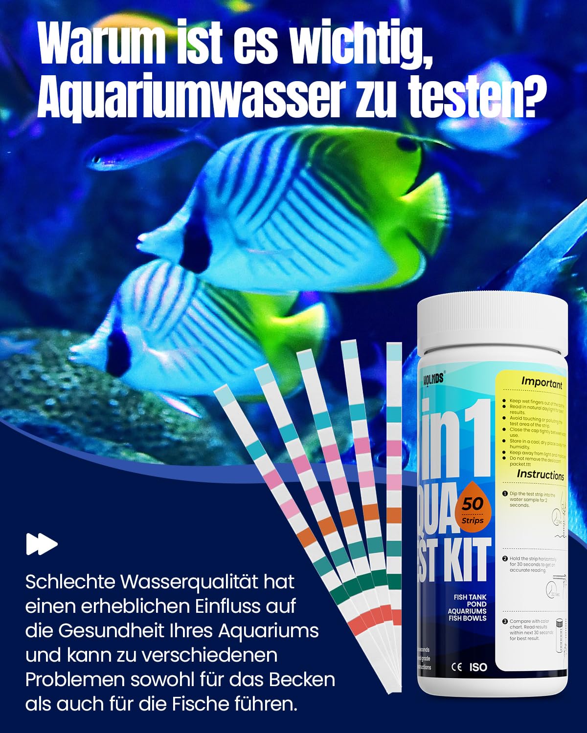 Thumbnail 6 de Wolmds Aquarium Teststreifen 50er 8‑in‑1 📋