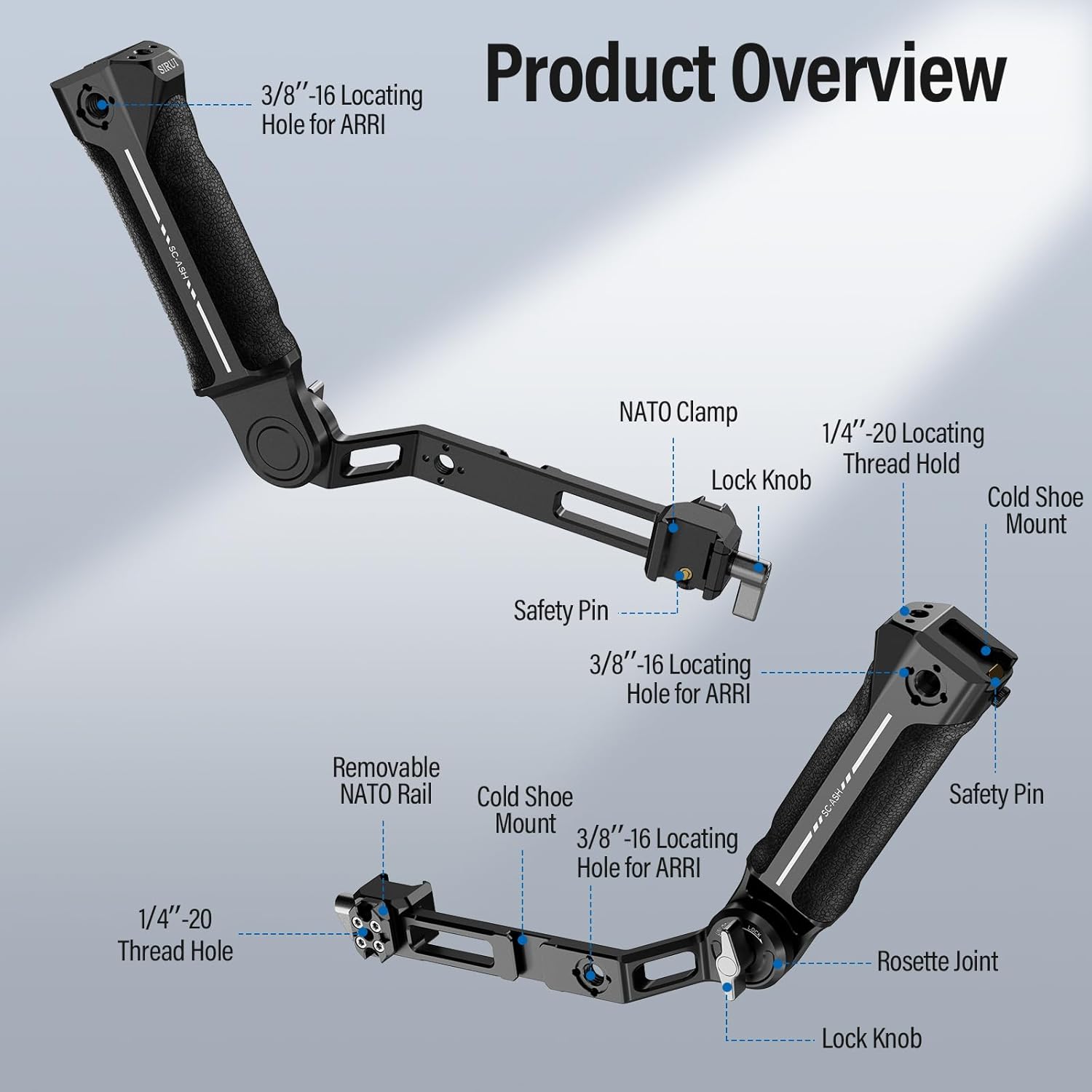 Thumbnail 1 de SIRUI SC-ASH verstellbarer NATO Clamp Sling Handgriff für DJI Gimbals (DJI RS 3 Mini/RS 3/RS 3 Pro, RS 2, RSC 2, Ronin-S)
