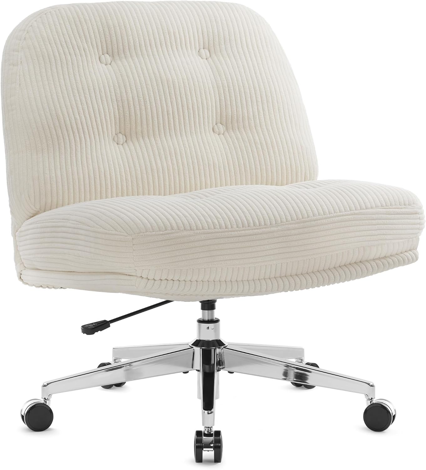Detalle de IWMH 010 kontorsstol utan armstöd, vit med hjul och justerbar höjd