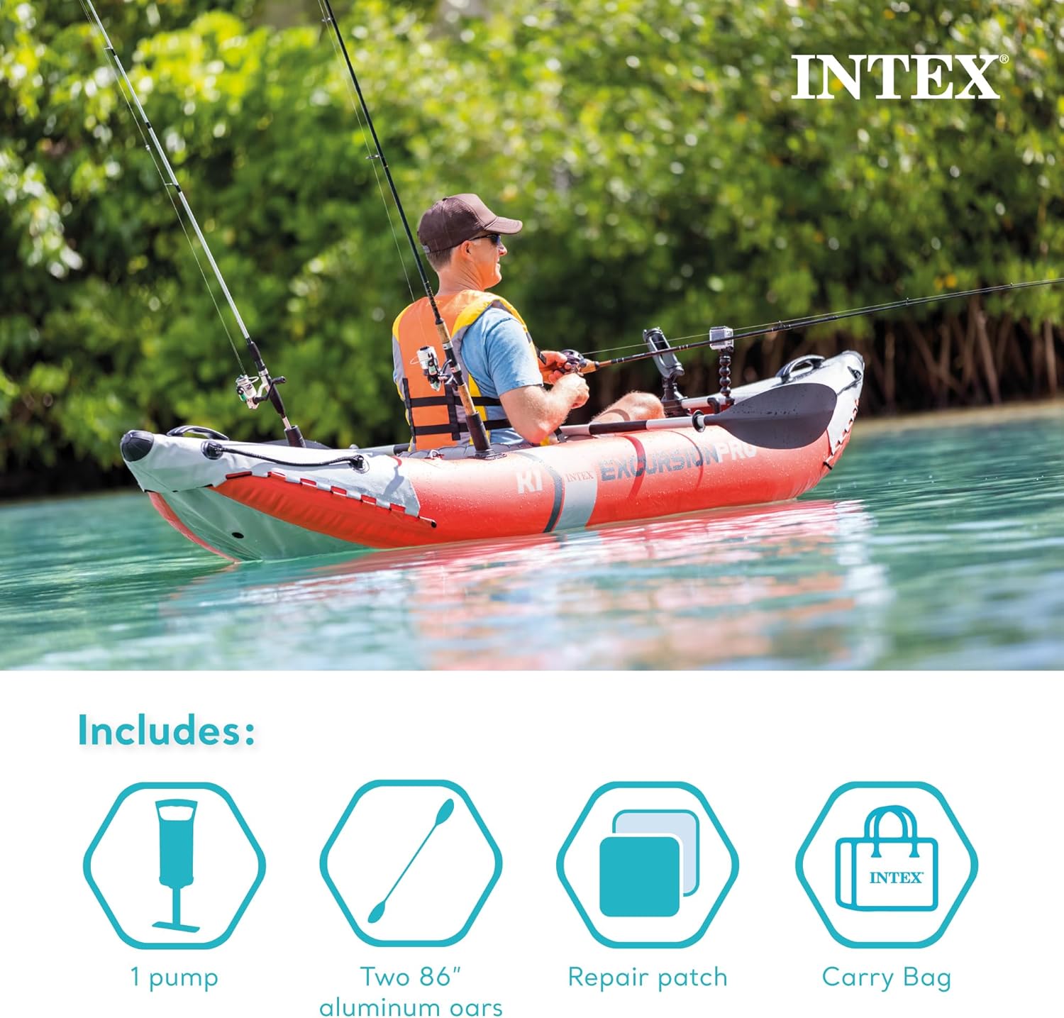 Detalle de INTEX Excursion Pro K1 Inflatable Kayak 1‑Person 🚣