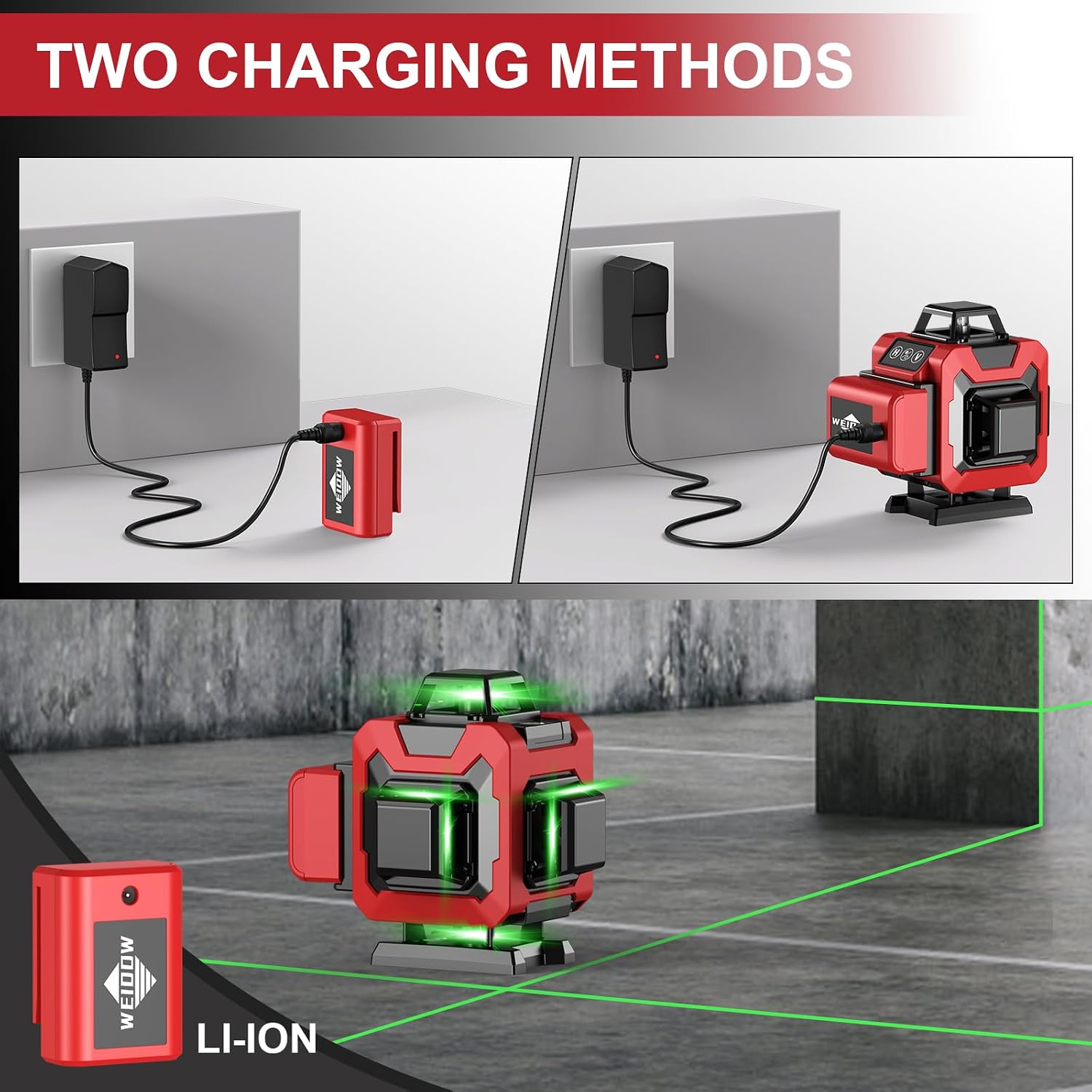 Thumbnail 5 de WEIDDW 1 4x360° Green Laser Level with Self-Leveling and Tripod