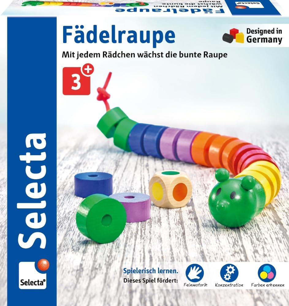 Detalle de Selecta 63005 Fädelraupe Würfelspiel