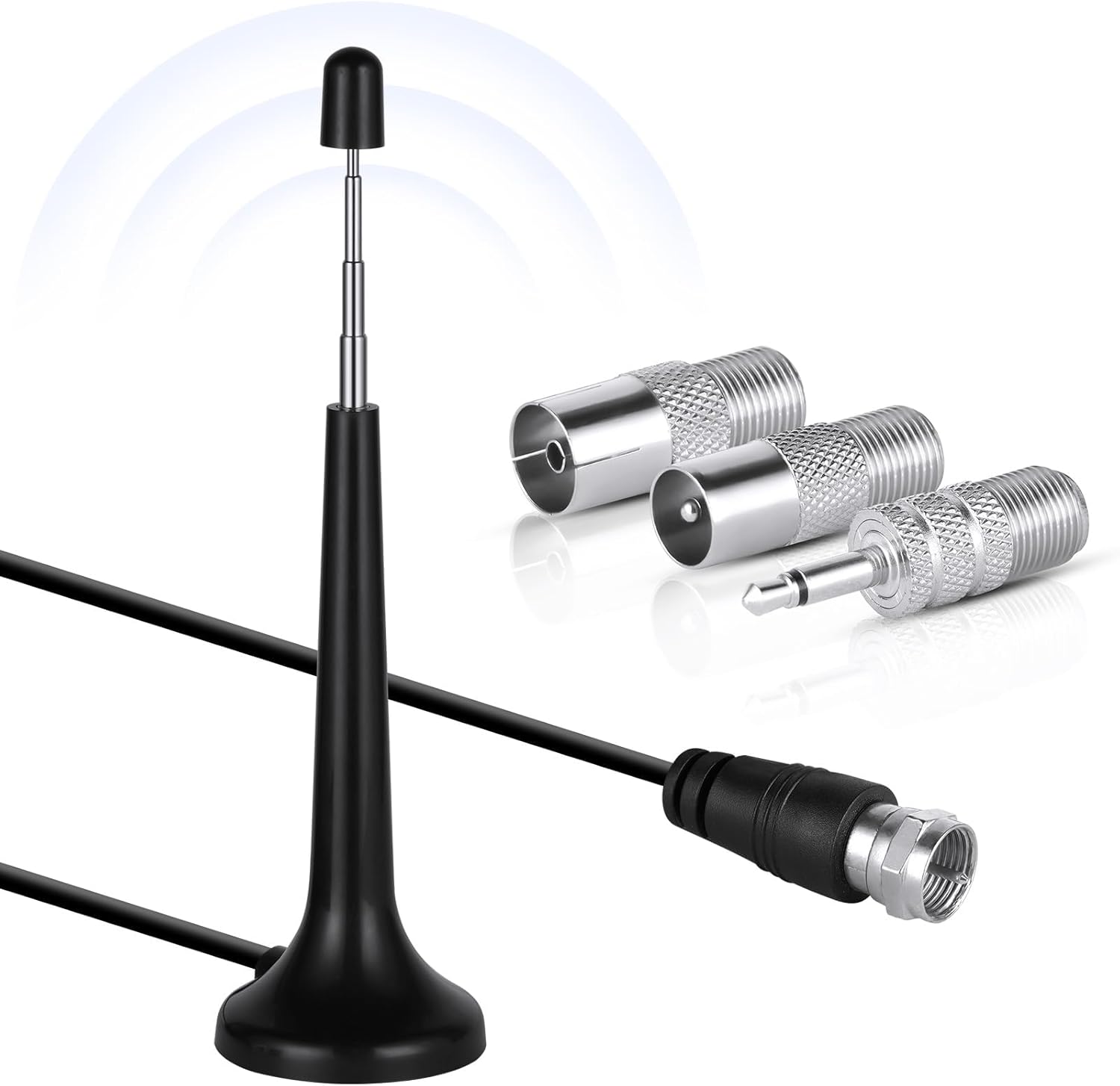 Adiwo DAB/UKW Radioantenne mit 3 m Koaxialverlängerungskabel – 75 Ohm, inklusive Adapter