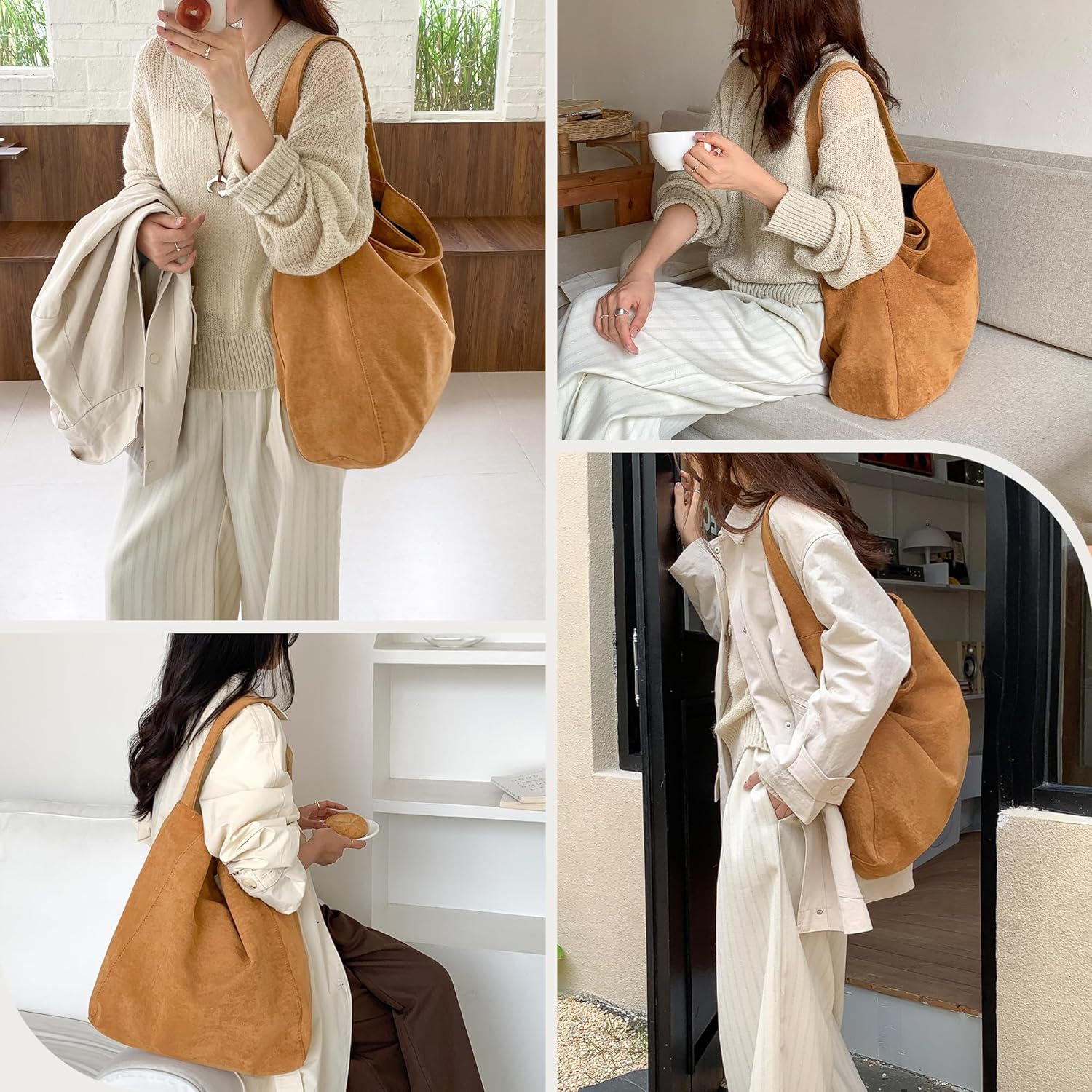 Thumbnail 6 de Gluckstar Handtasche Damen Groß – Künstliche Wildleder Tasche, eleganter Shopper für Arbeit, Freizeit und Reisen