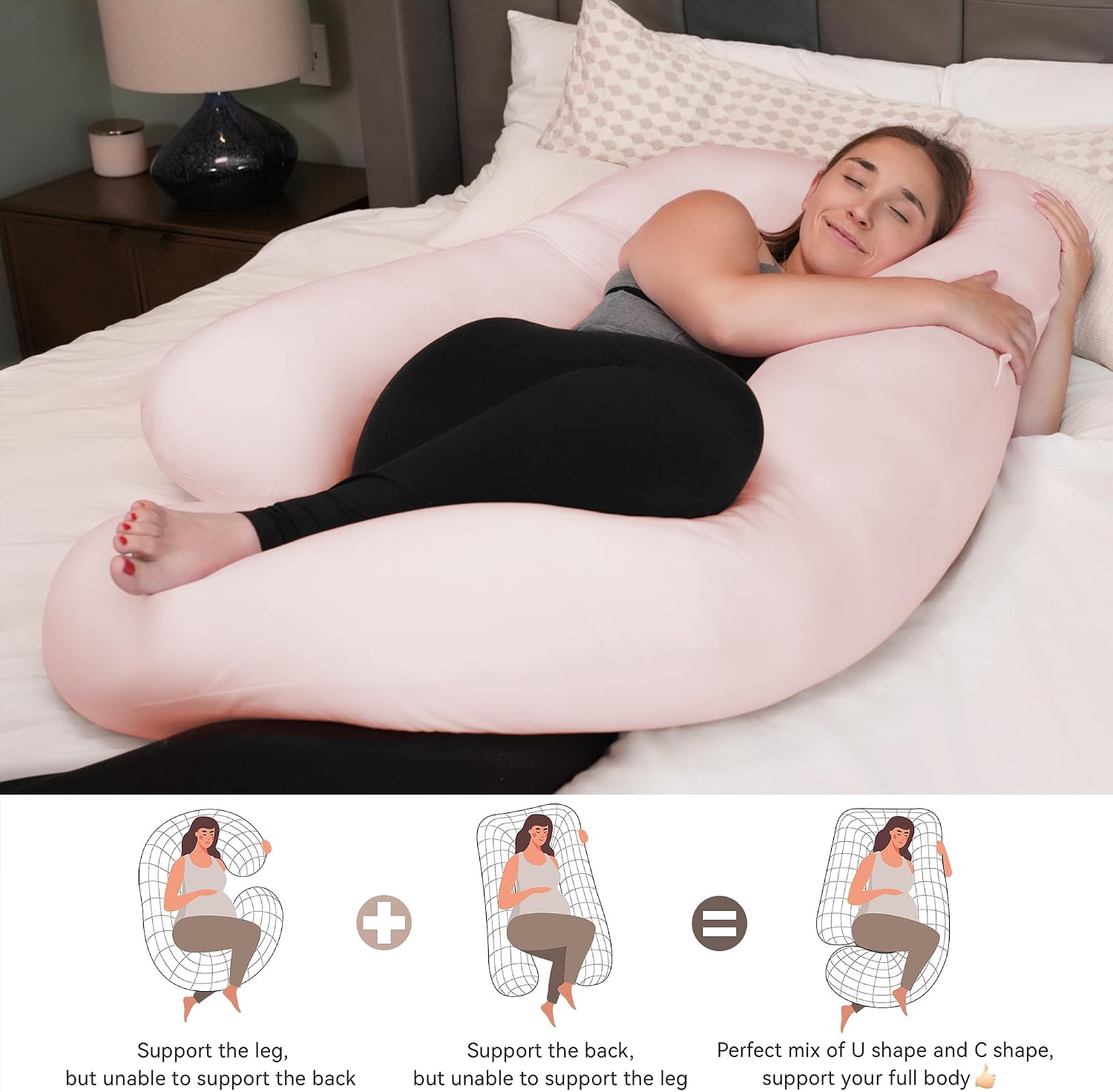 Detalle de PinkFoggie 57 Inch U Shaped Pregnancy Pillow