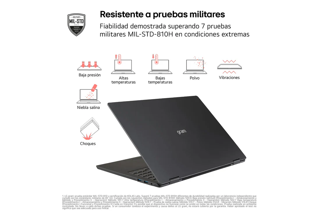 Detalle de Portátil LG gram Pro 2en1 16T90TP: potencia ligera para productividad in situ