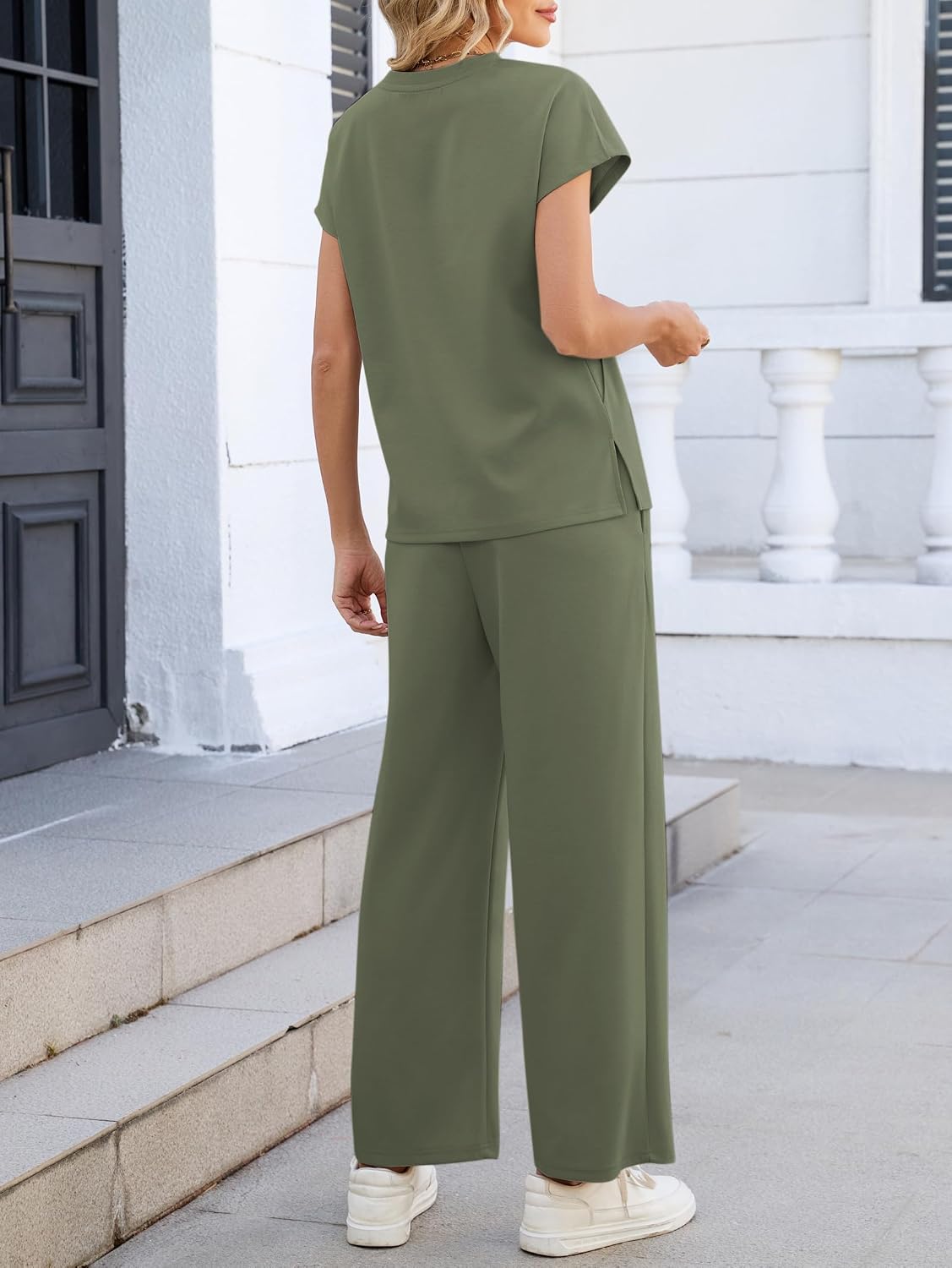 Thumbnail 4 de Famulily Womens Full Set Tracksuit: Pleated Top & Cropped Wide-Leg Trousers