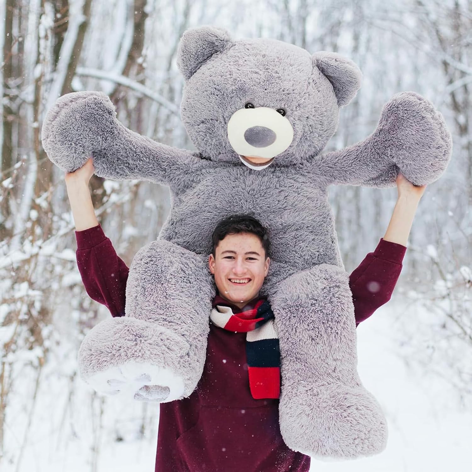 Thumbnail 2 de HollyHOME 150cm Giant Teddy Bear Plush (Grey) — large soft toy for home, cuddles and gifts