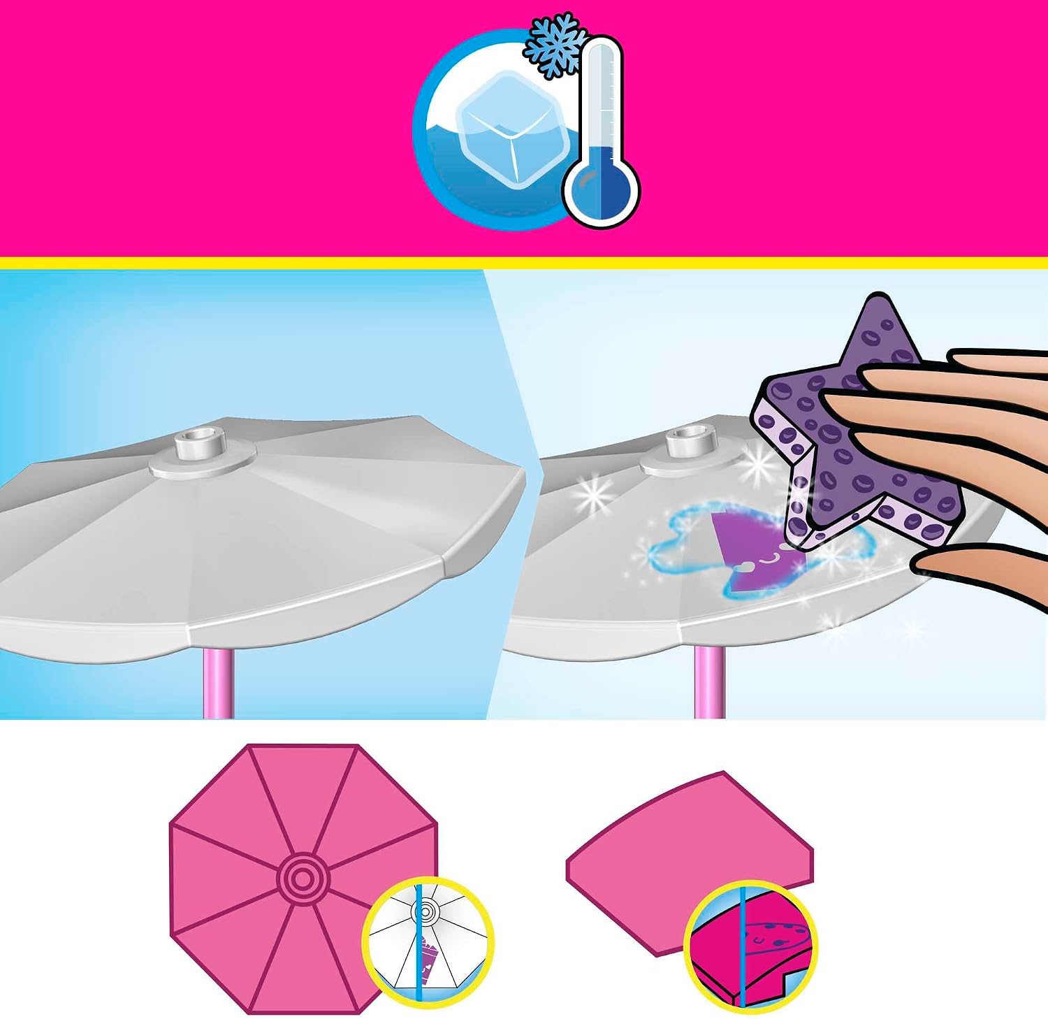 Detalle 1 de MEGA Barbie Color Reveal HKF90 byggset med cabriolet och två mikrodockor
