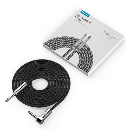 Detalle de New Bee Instrumentenkabel 3 m – 1/4'' Klinke, Gerade und Winkel, für Gitarre, Bass, Keyboard, Pro Audio