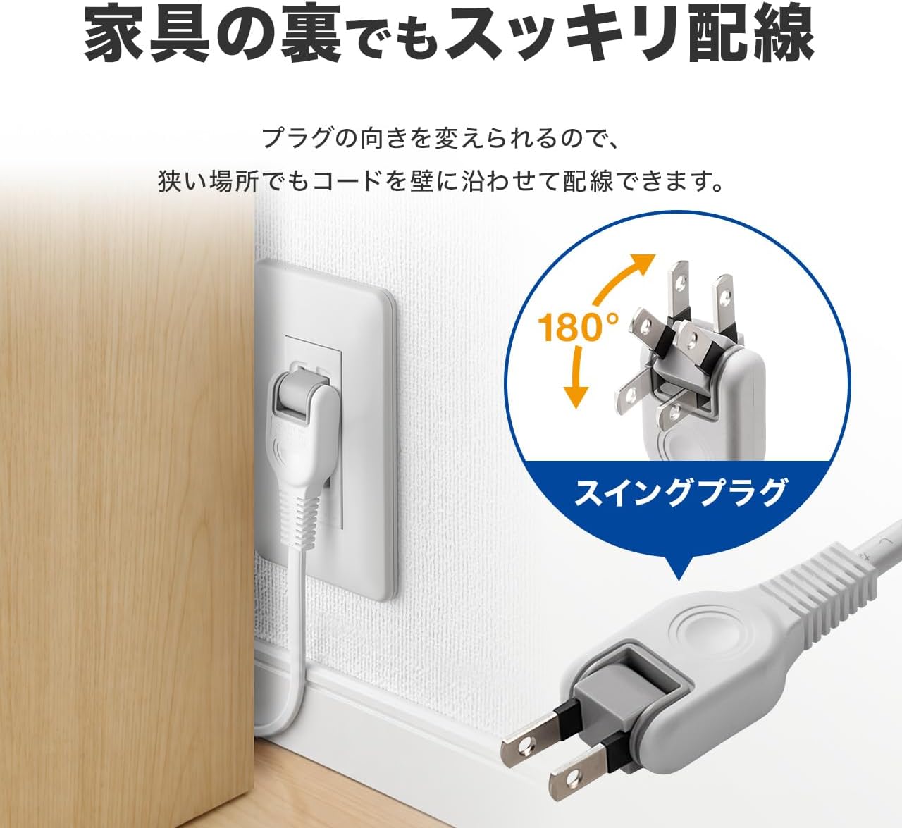 Detalle de サンワサプライ TAP-TSH35N2AZ 火災予防タップ 5m・3個口・ホワイト、シャッター付き
