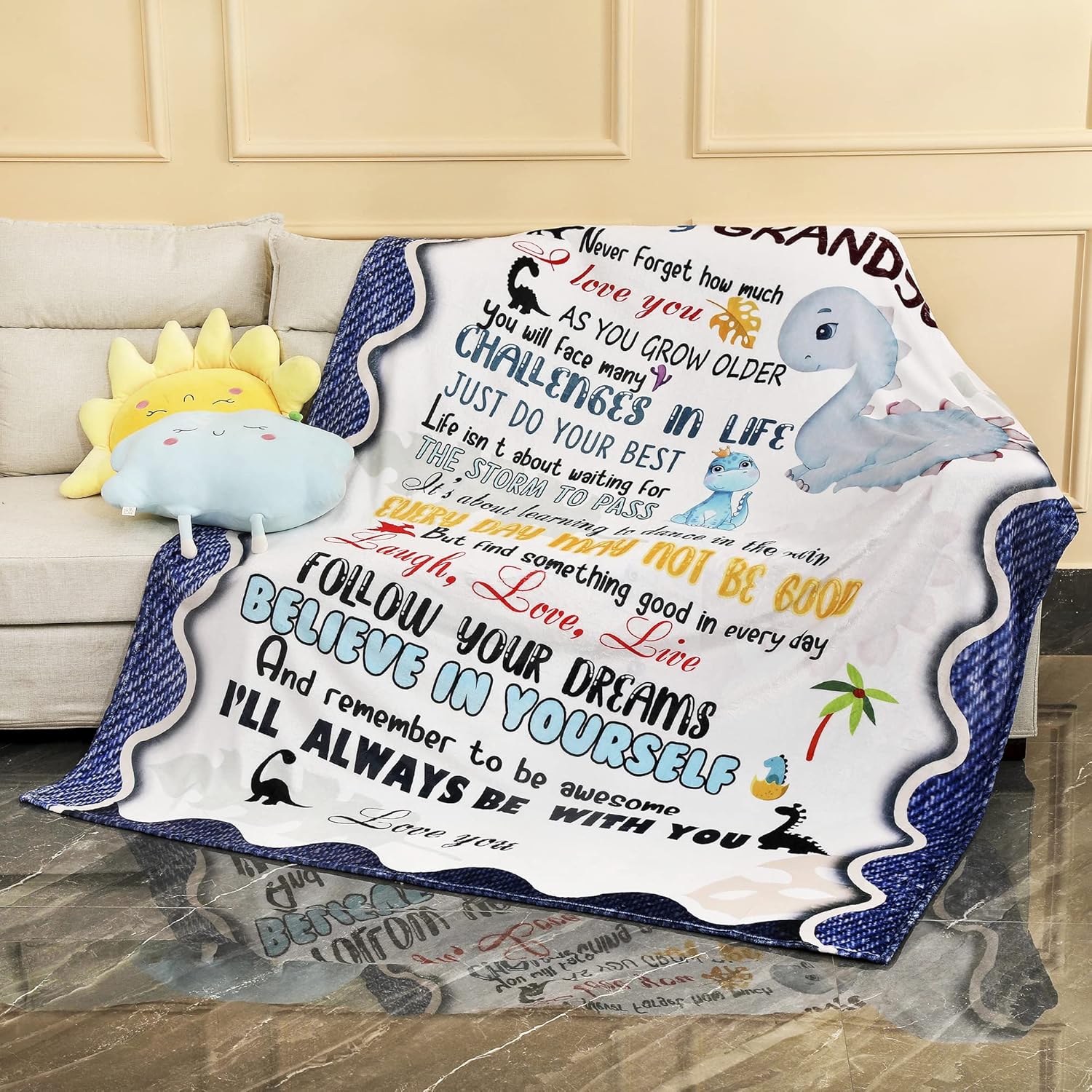 Thumbnail 1 de YunTu Dinosaur Throw Blanket for My Grandson (50'' x 60'')