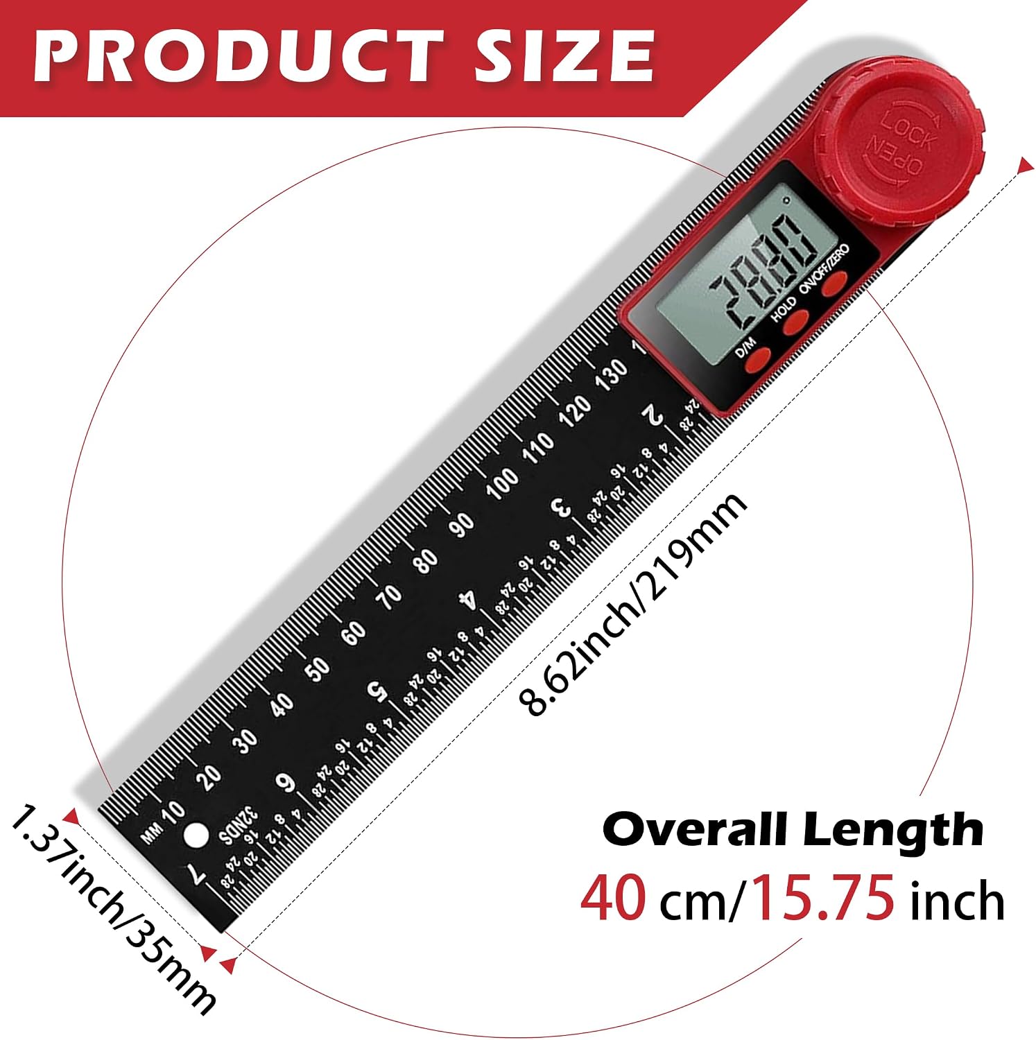 Detalle 2 de Digital Angle Finder Ruler 200mm with LCD