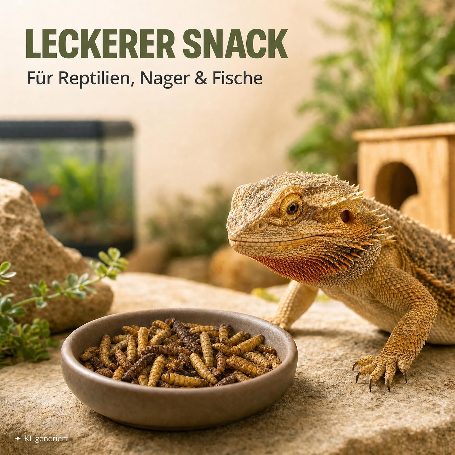 Detalle de EWL Getrocknete Soldatenfliegenlarven 1 kg (6,5 L) – Natürliche Fütterungslösung für Reptilien, Nager und Fische