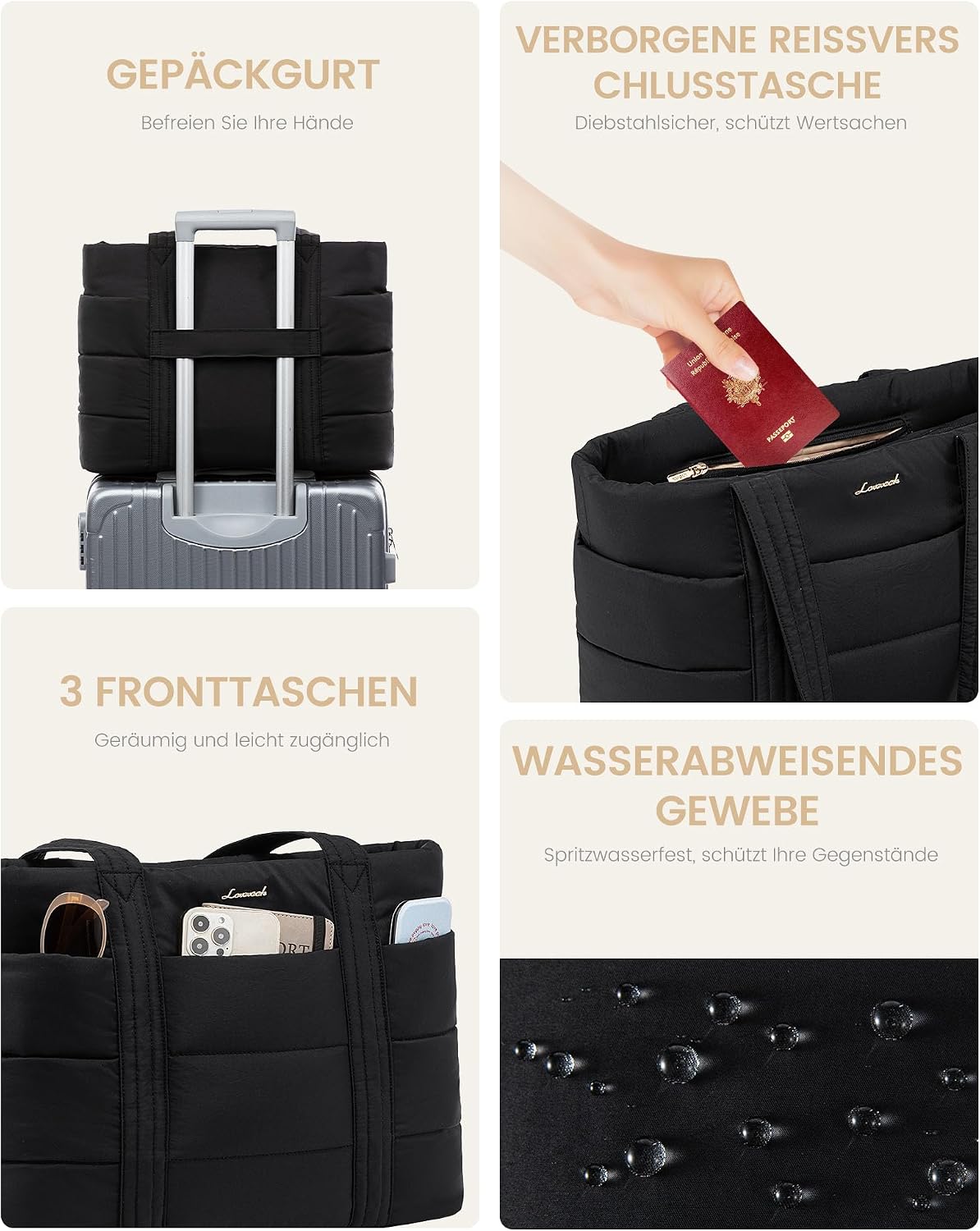 Detalle 2 de LOVEVOOK Laptoptasche Damen 15,6 Zoll 43,5x15,5x32 cm