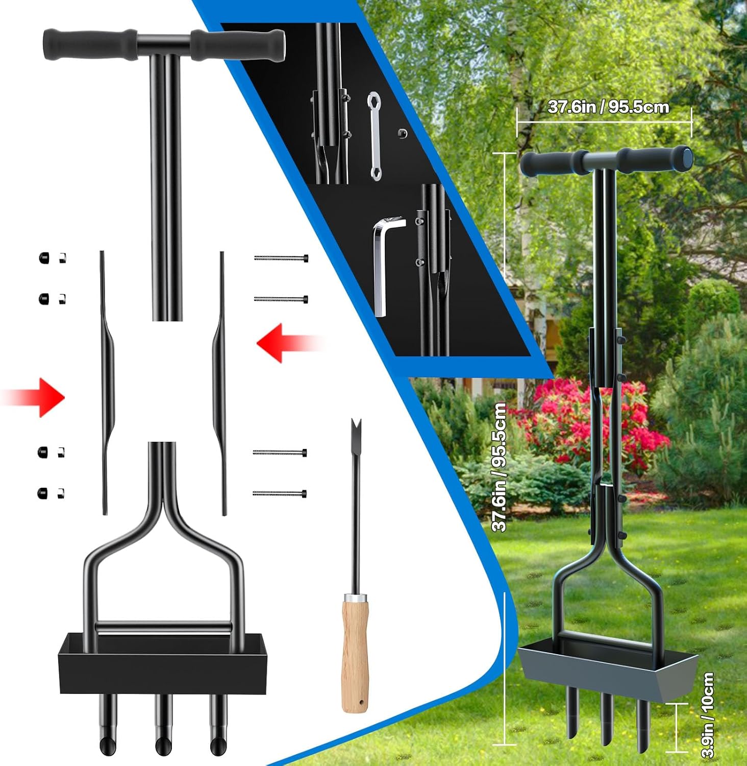 Thumbnail 2 de vanpein Lawn Aerator Coring Tool Plug Aeration — 3 Core Manual Aerator with Core Collection Box