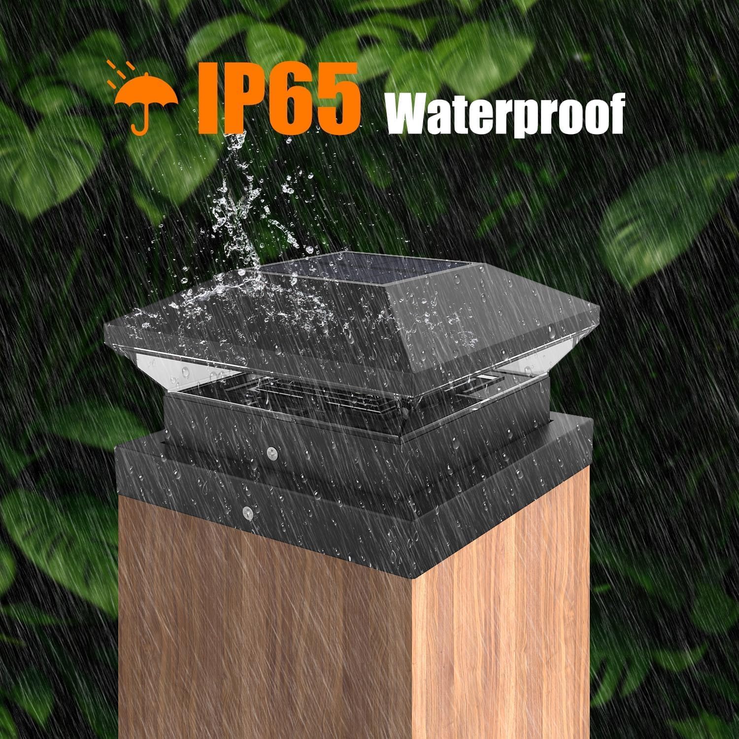 Detalle de NATPOW Solar Post Lights (Warm & Cool White) – IP65 fence post cap lamps, 2-pack