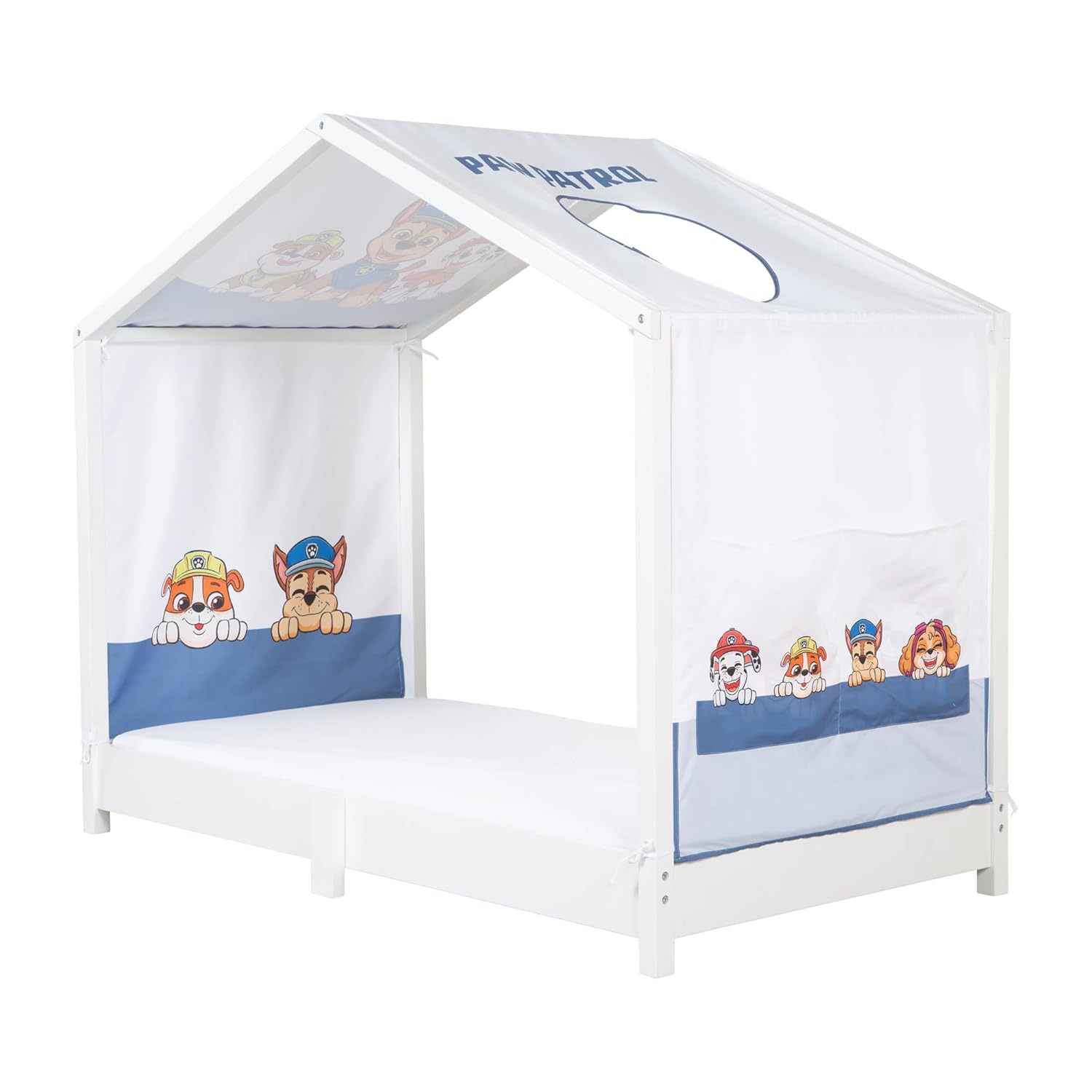 Thumbnail 3 de roba Bezug für Montessori Hausbetten 70 x 140 cm im Paw Patrol Design – inklusive Dachfenster, Aufbewahrungstaschen und Umbau zum Himmelbett
