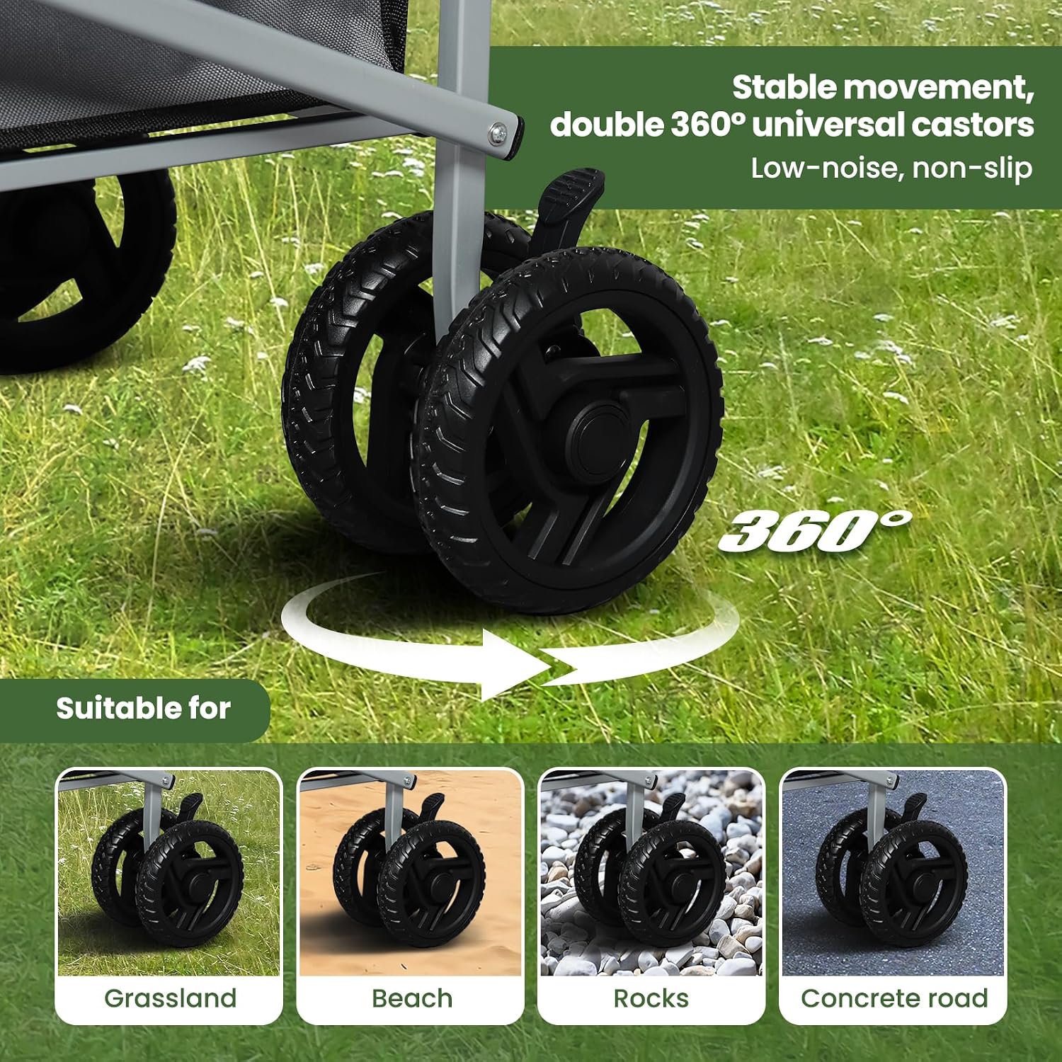 Detalle 1 de WOLTU Carrello con Ruote Pieghevole, Grigio Scuro: Compatto, Durevole e Versatile