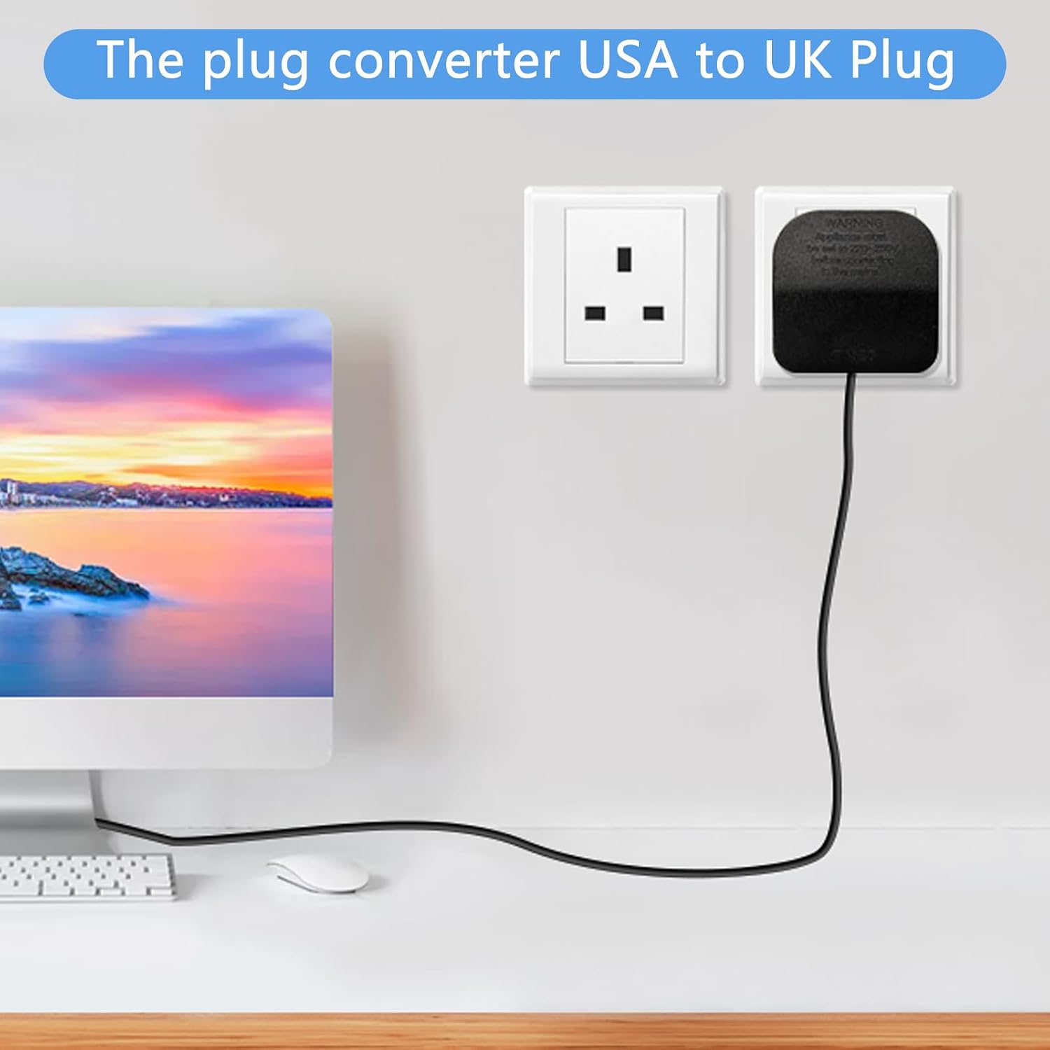 Detalle de US to UK Plug Adapter with Screwdriver (13A) – Safe Fuse UK Converter for Type A USA/China/Japan to UK