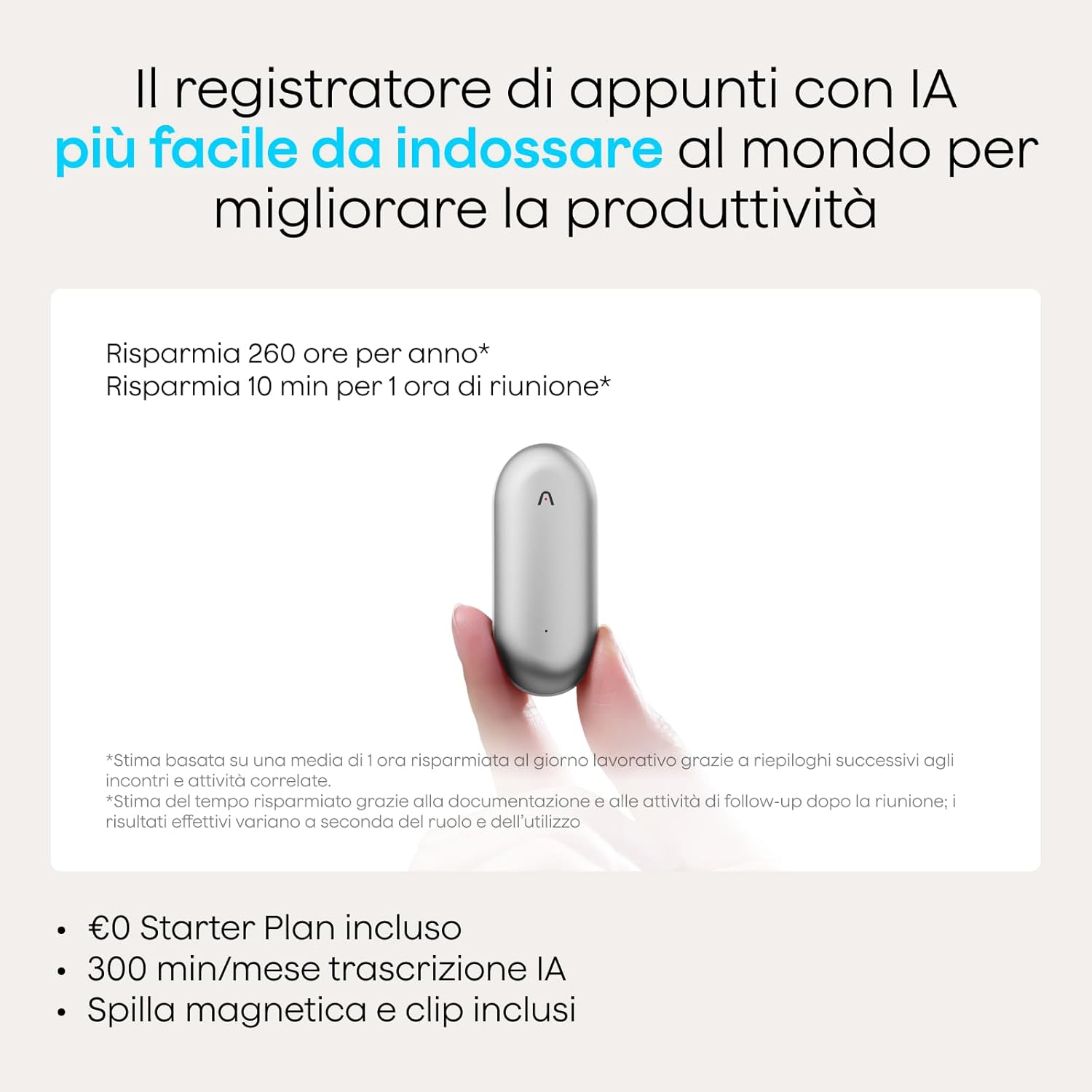 Thumbnail 1 de Plaud NotePin Registratore Vocale AI Professionale – Trascrizione in 112 lingue, Riassunti Multidimensionali e Controllo Appunti