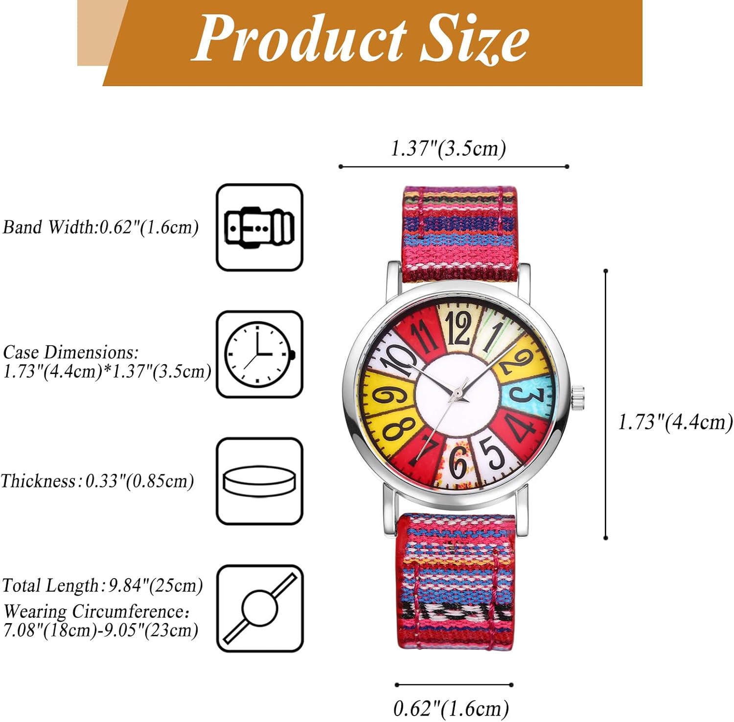 Thumbnail 3 de OIDEA Damen Armbanduhr Boho Hippie mit Leder- und Stoffarmband, analoger Quarz-Uhr