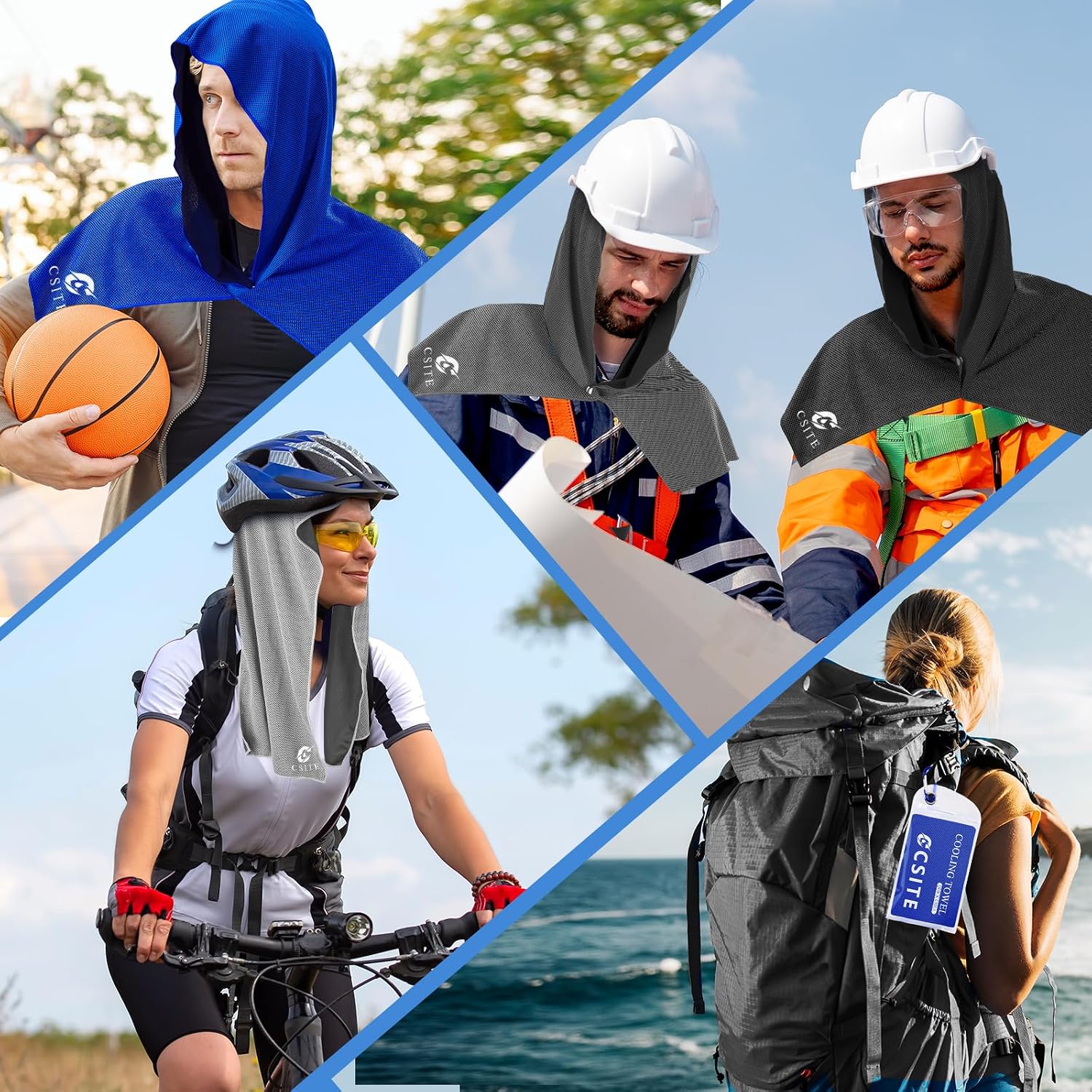 Thumbnail 6 de CSITE 3-Pack Cooling Hoodie Towels: Instant Cooling, UPF 50 Sun Protection, and Portable for Outdoor Activity