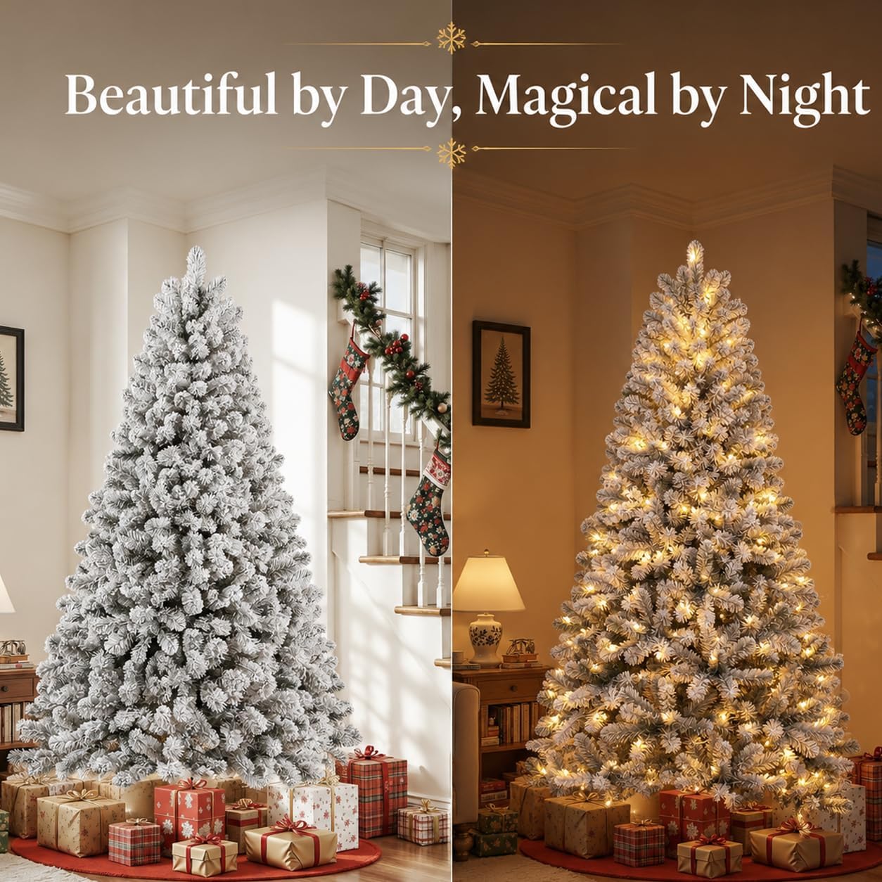 Detalle 2 de SHOPNEW G0501A(0.17) G1503A(0.51) 6 ft Pre-Lit Flocked Snow Spruce Tree