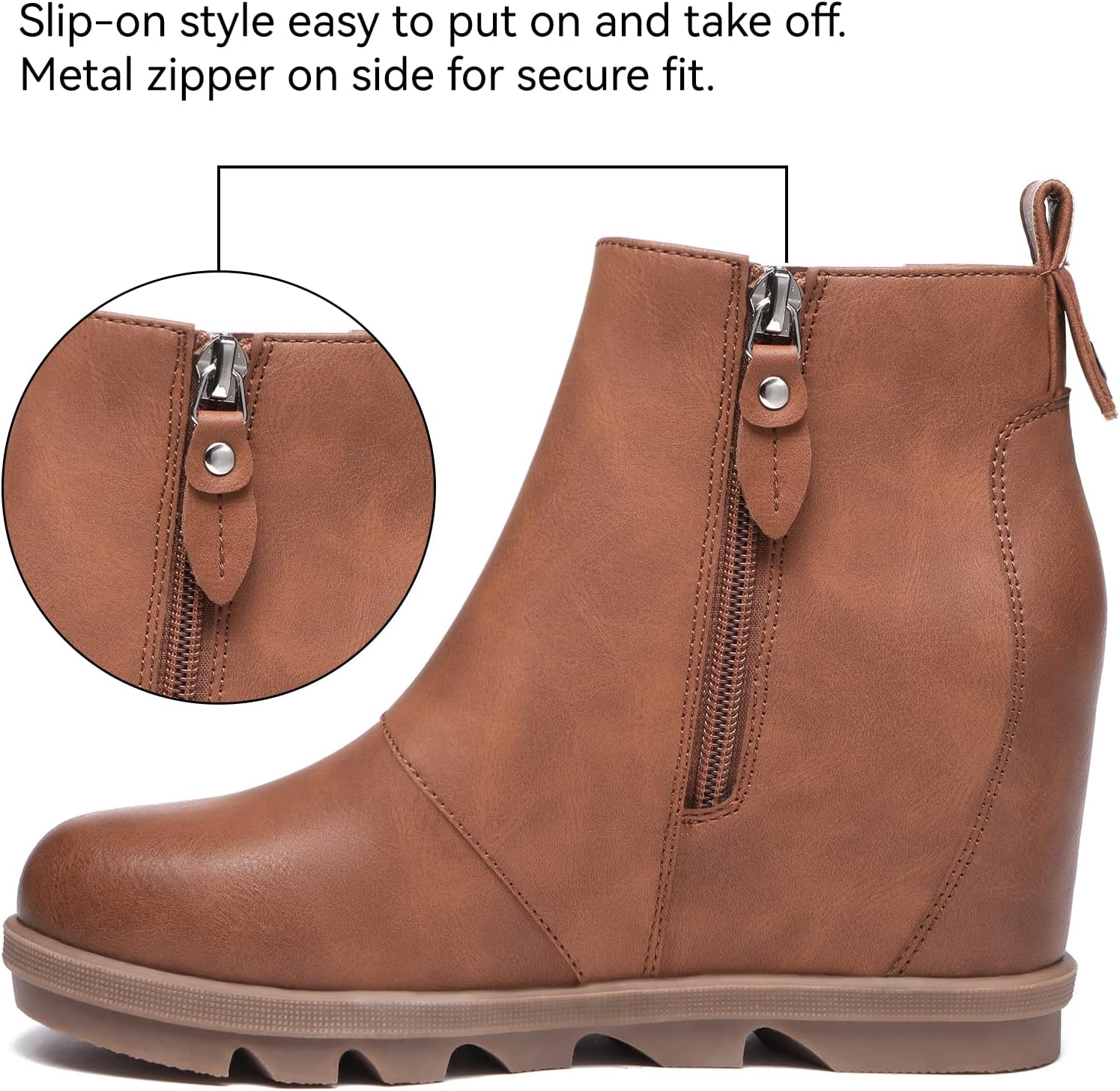 Detalle 2 de Athlefit Women's Artificial Leather Wedge Booties