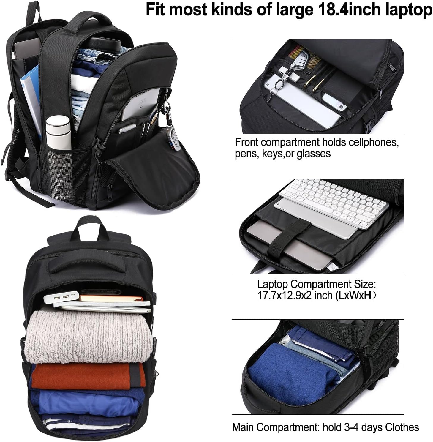 Detalle de 18.4 inch 55L Laptop Backpack with USB