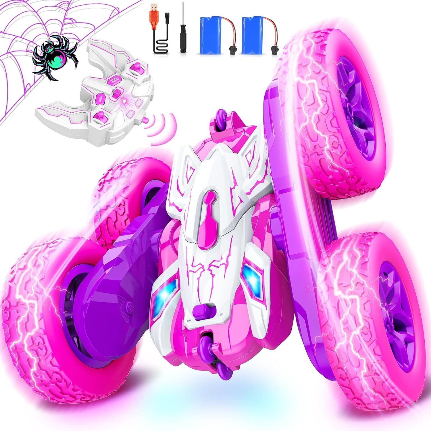 Detalle de Auto Telecomando LED 2.4GHz 360° Flips RC Monster Truck – Gioco Esterno per Ragazze 3–12 anni