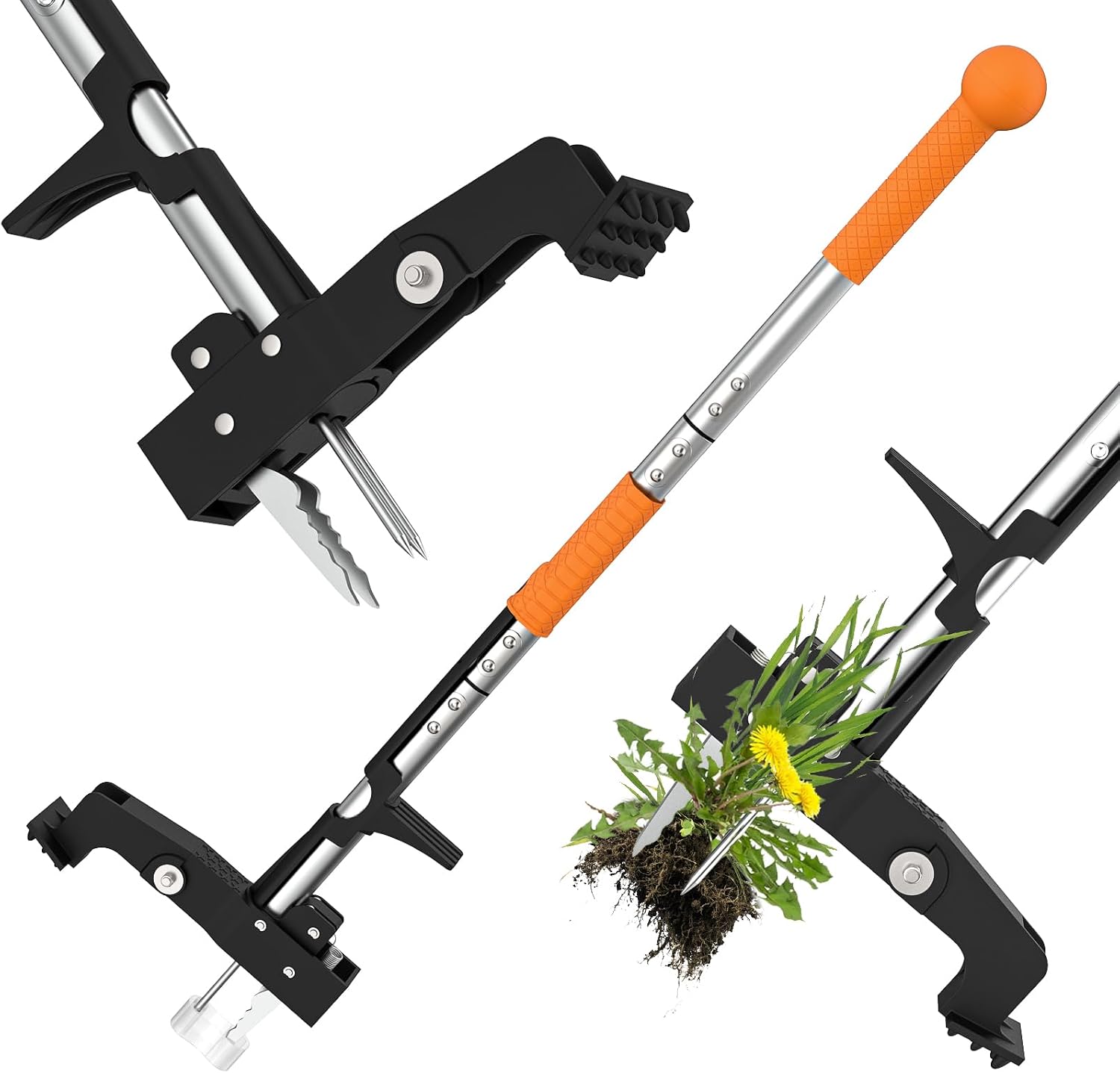 Digtokore Weed Remover Tool with 99cm stand-up handle and 4-claw root puller